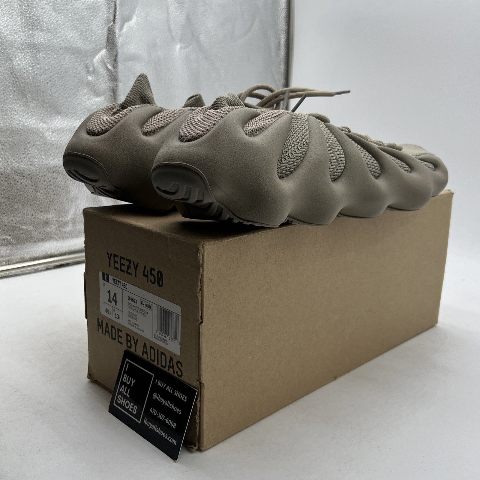 Size 14 - Adidas Yeezy 450 Stone Flax Brown Suede (ID1623)