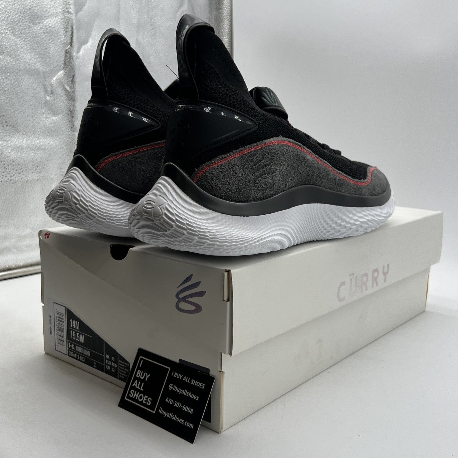 Size 14 -Under Armour Stephen Curry 8 Beautiful Flow BHM Black Red (3024419-003)