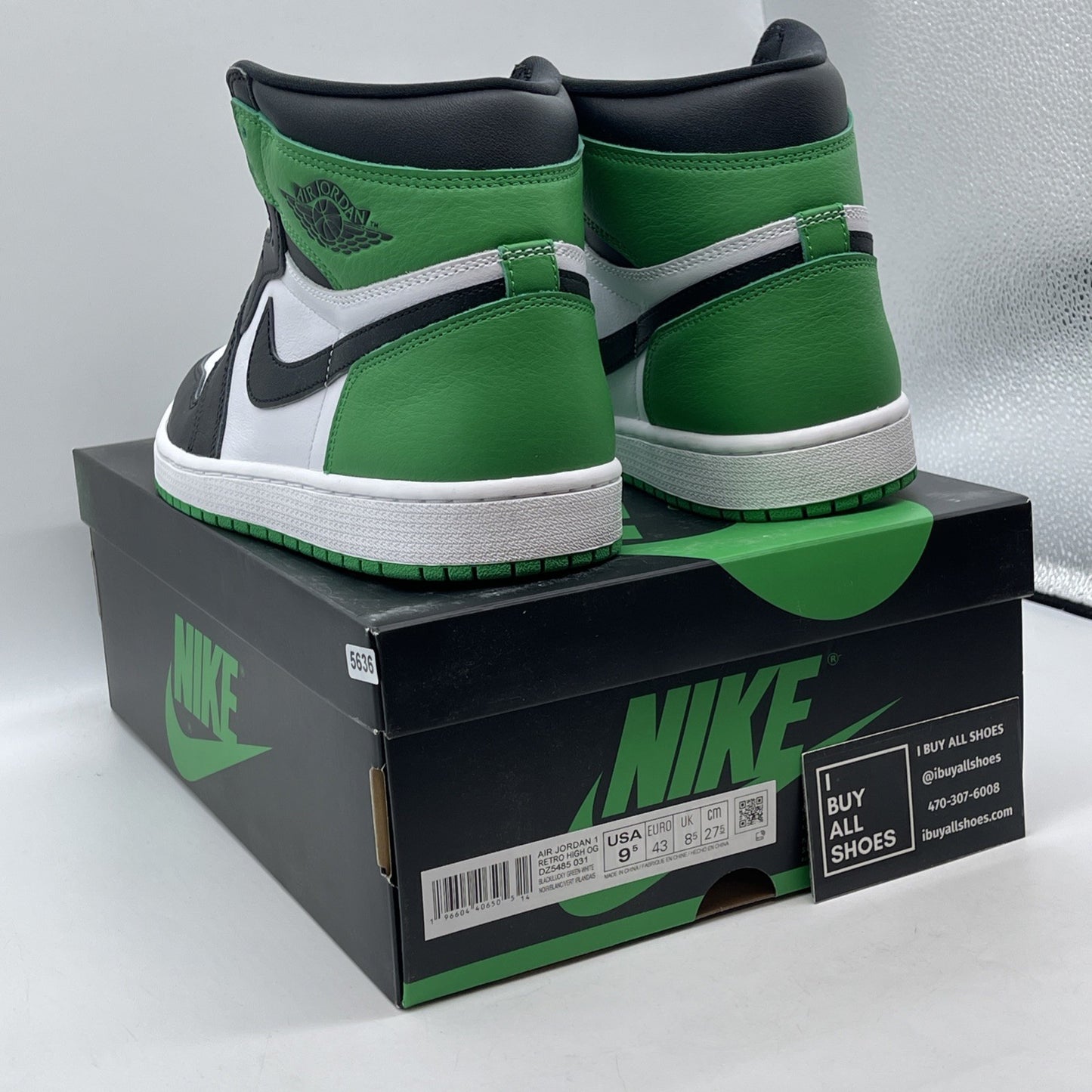 Size 9.5 - Air Jordan 1 Retro OG High Lucky Green Leather (DZ5485-031)