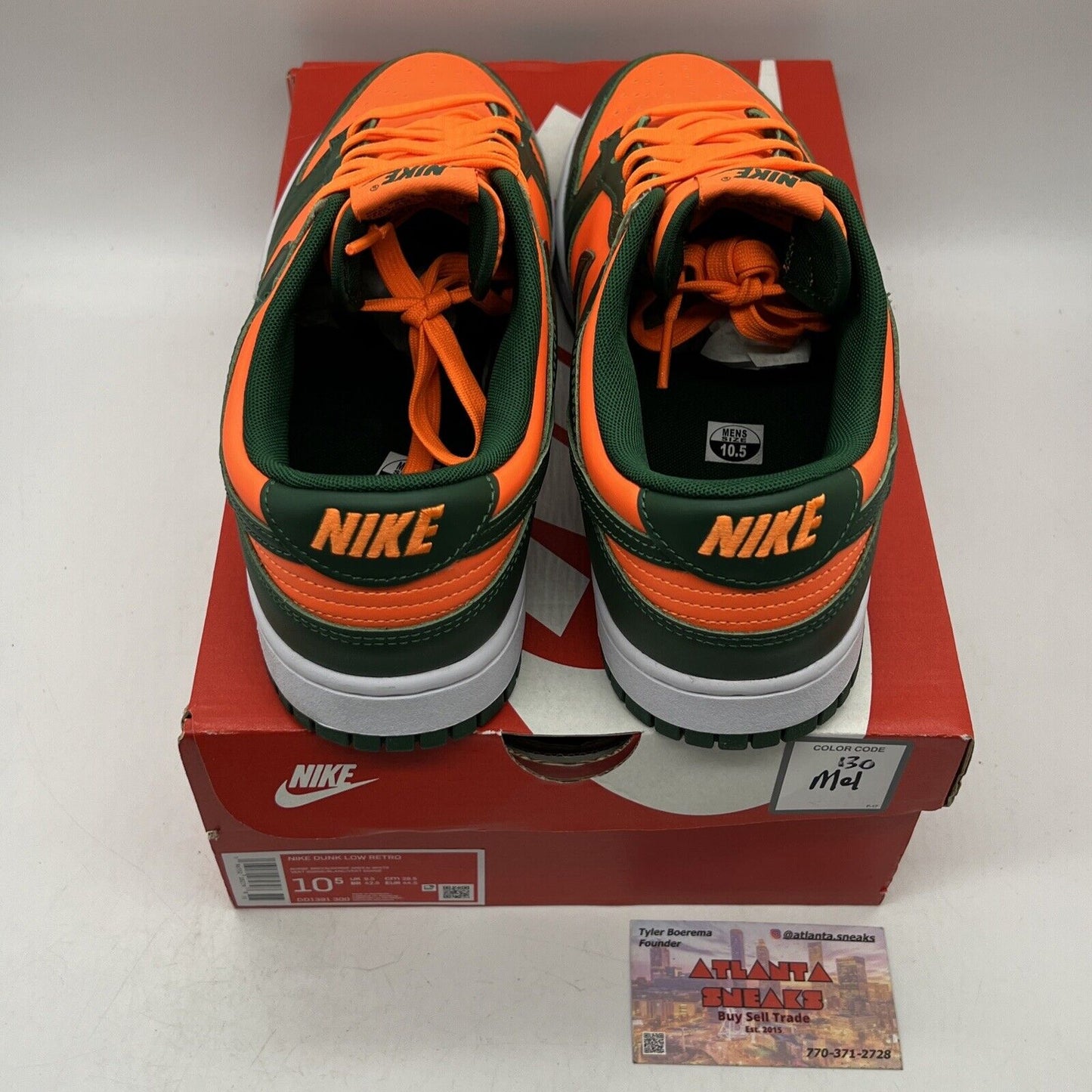 Size 10.5 - Nike Dunk Low Miami Hurricanes Orange Green White (DD1391-300)