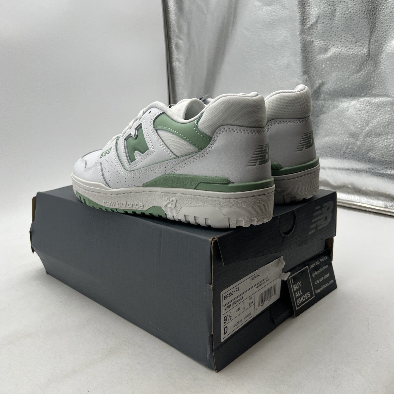 Size 9.5 - New Balance 550 White Mint Green (BB550FS1)