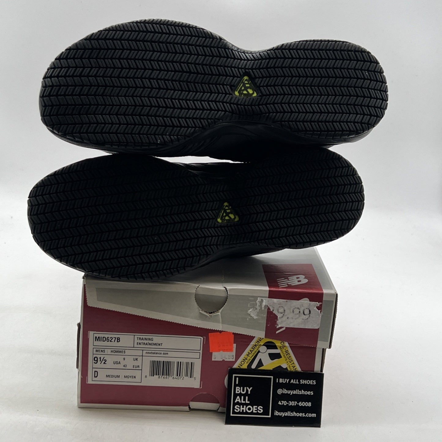 Size 9.5 - New Balance Steel Toe 627 Leather Triple Black (MID627B)
