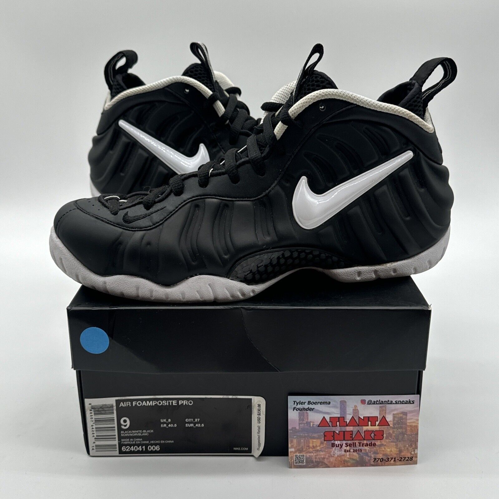 Size 9 - Nike Air Foamposite Pro Dr. Doom 2016 Black White Rare OG Box Cream