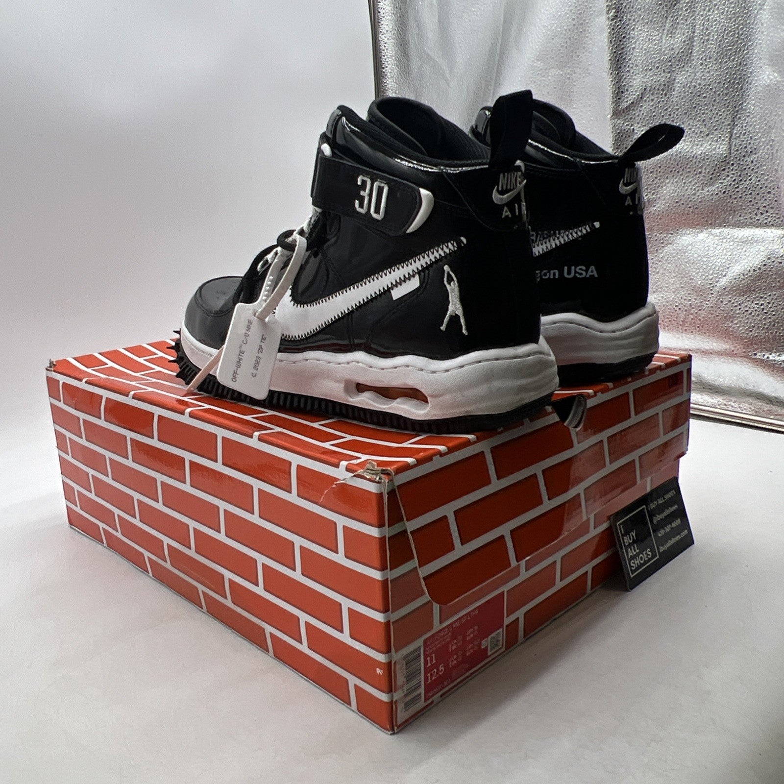 Size 11 - Nike Off-White x Air Force 1 SP Leather Mid Sheed (DR0500-001)