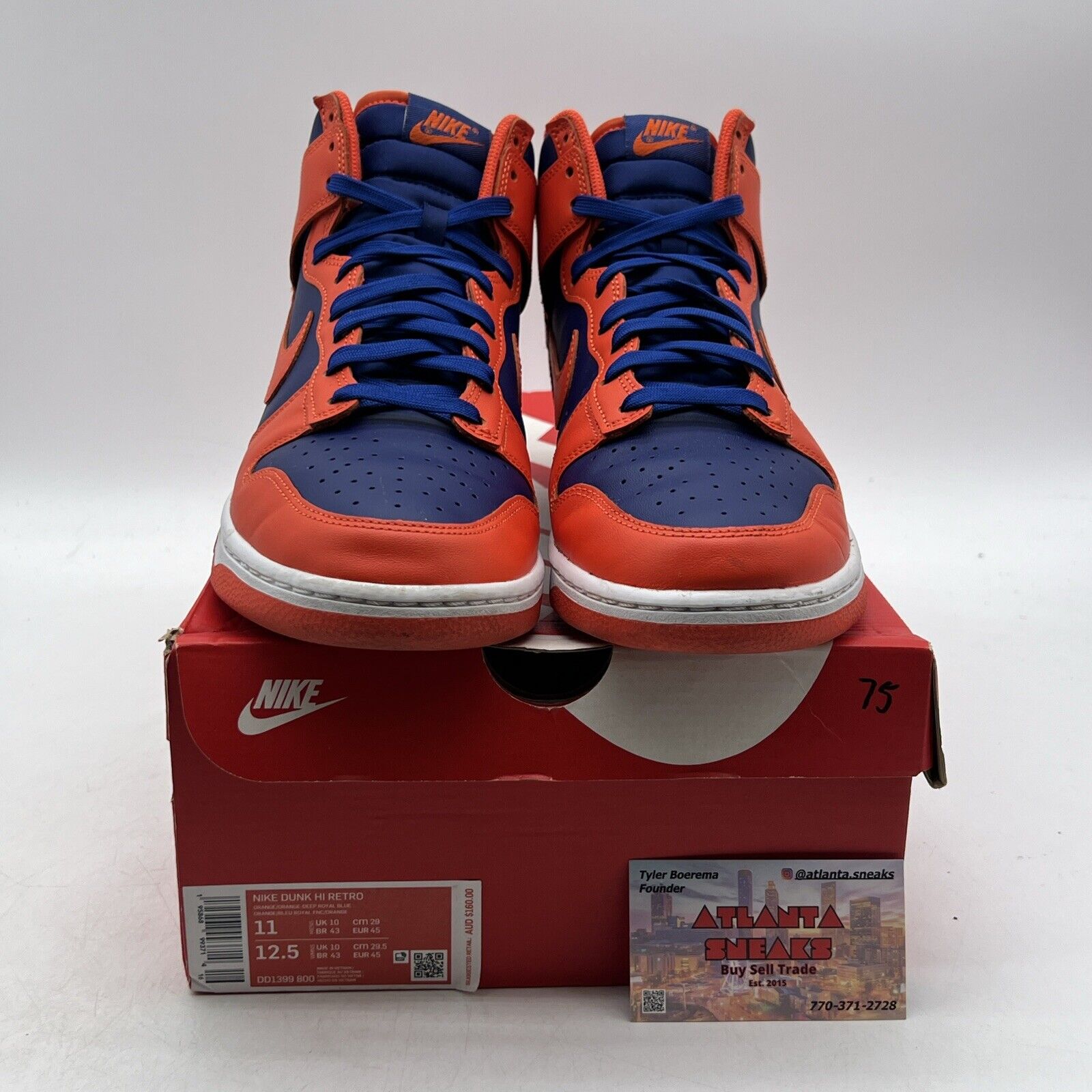 Size 11 - Nike Dunk High Knicks Blue Orange White Leather (DD1399-800)