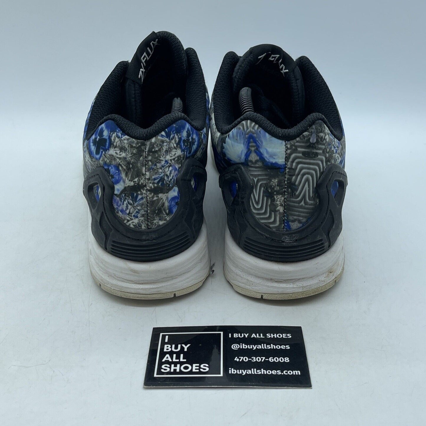 Size 12 - Adidas ZX Flux Floral Blue Print Black White Leather  (AQ8600)