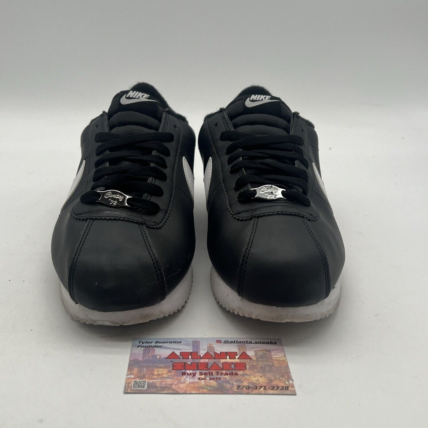 Size 10 - Nike Cortez Basic Leather Black White (819719-012)