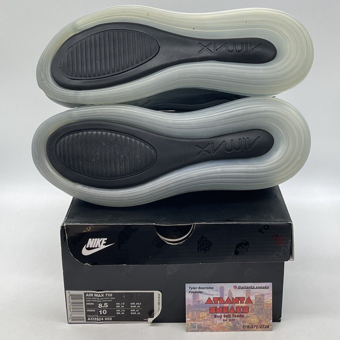Size 8.5 - Nike Air Max 720 Cool Grey Black Suede Leather (AO2924-002)