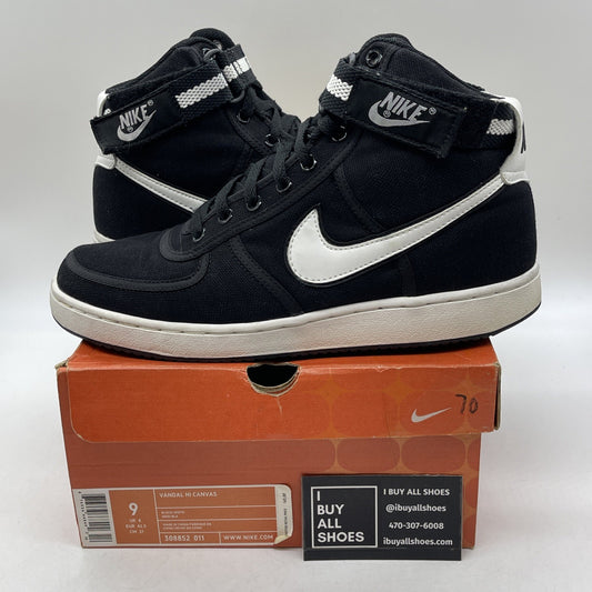 Size 9 - NIKE VANDAL CANVAS Black White Suede Leather (308852-011)