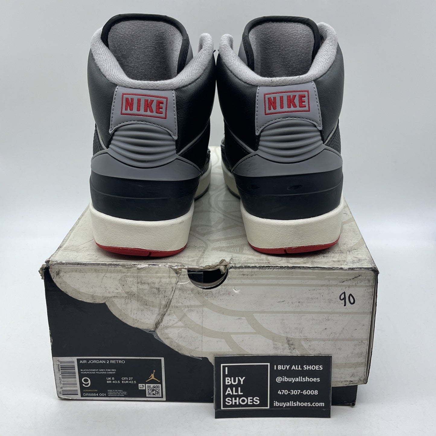Size 9 - Air Jordan 2 Retro Black Cement Black Grey Leather (DR8884-001)