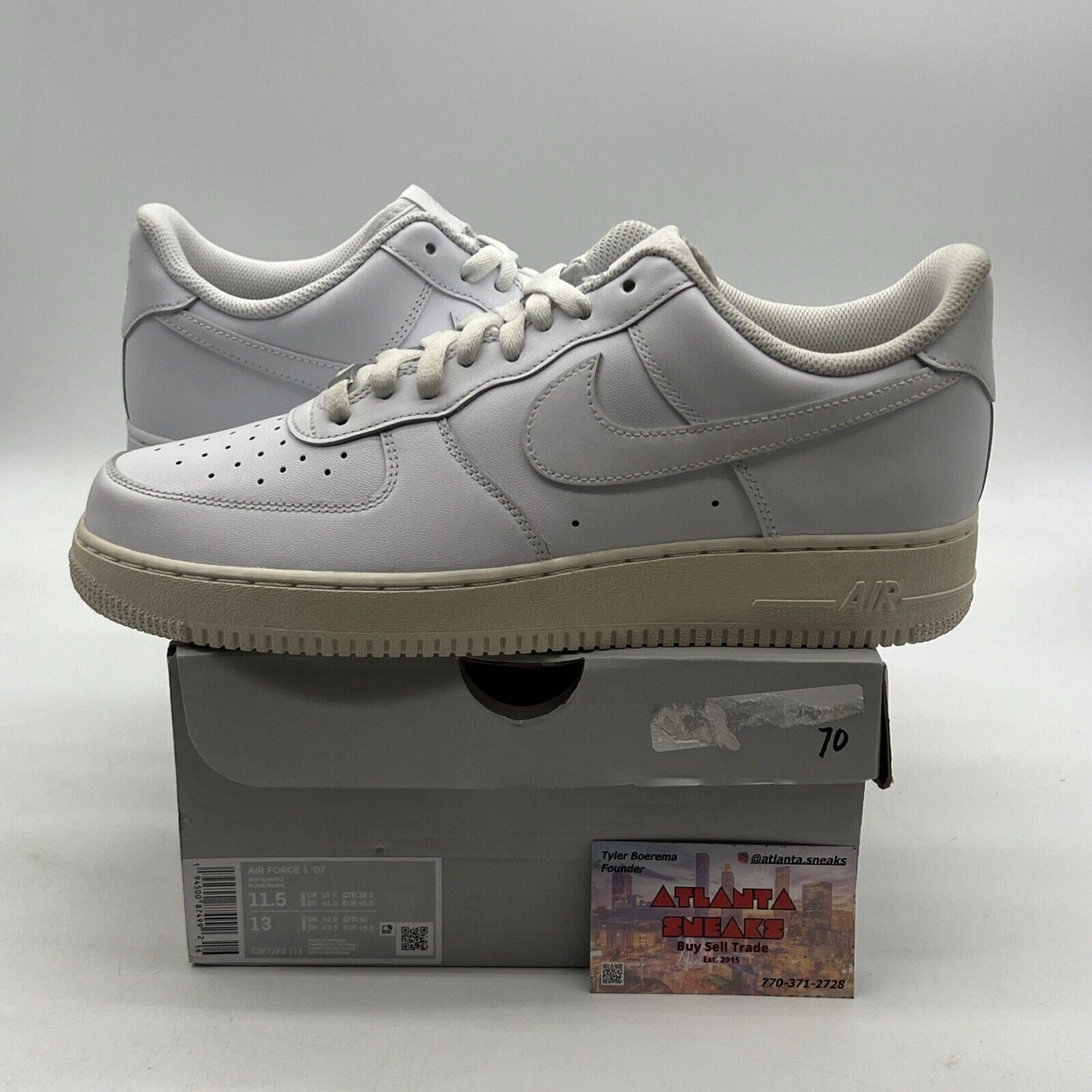 Size 11.5 - Nike Air Force 1 '07 Low Triple White (CW2288-111)