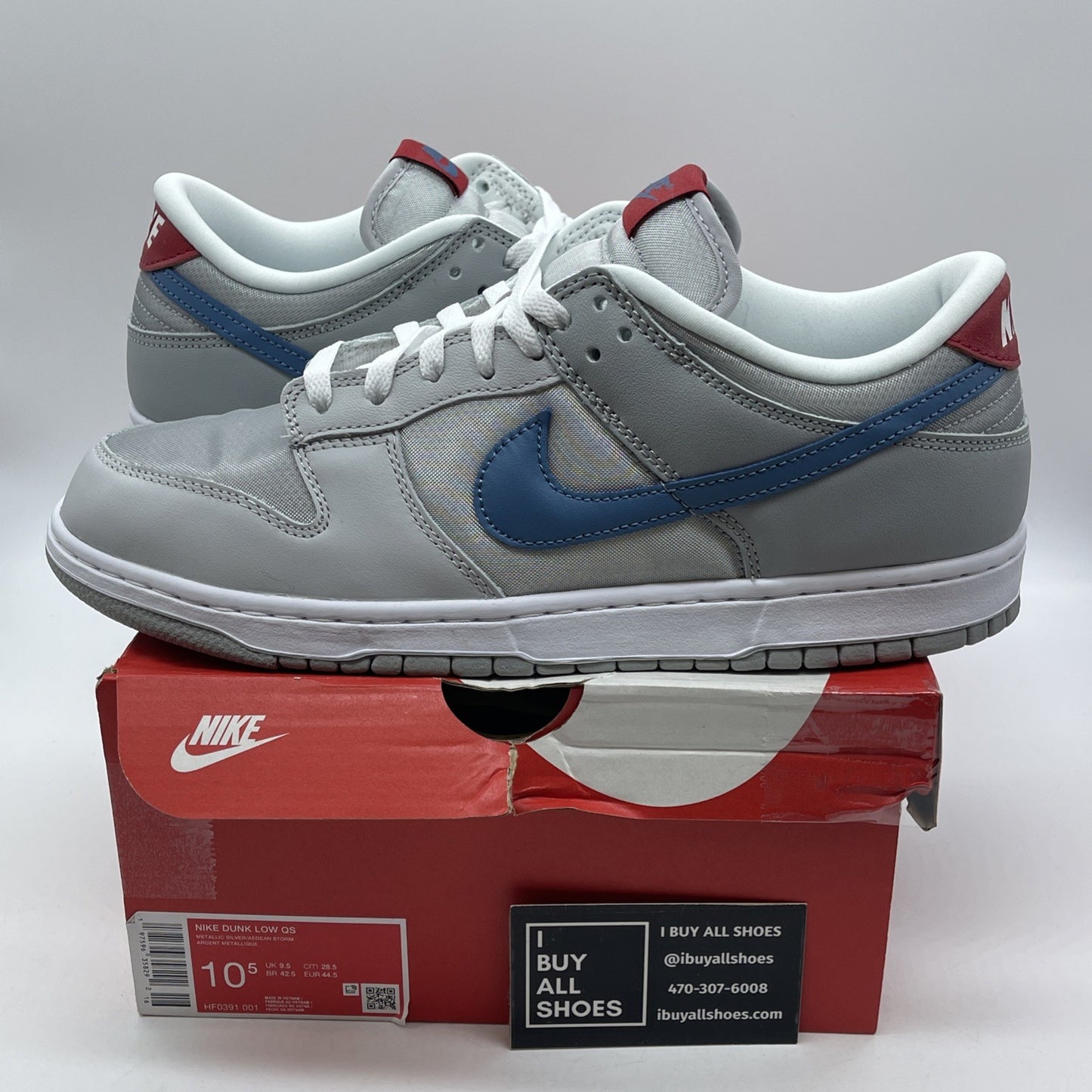 Size 10.5 - Nike Dunk 2024 Low Silver Surfer Red Grey Leather (HF0391-001)