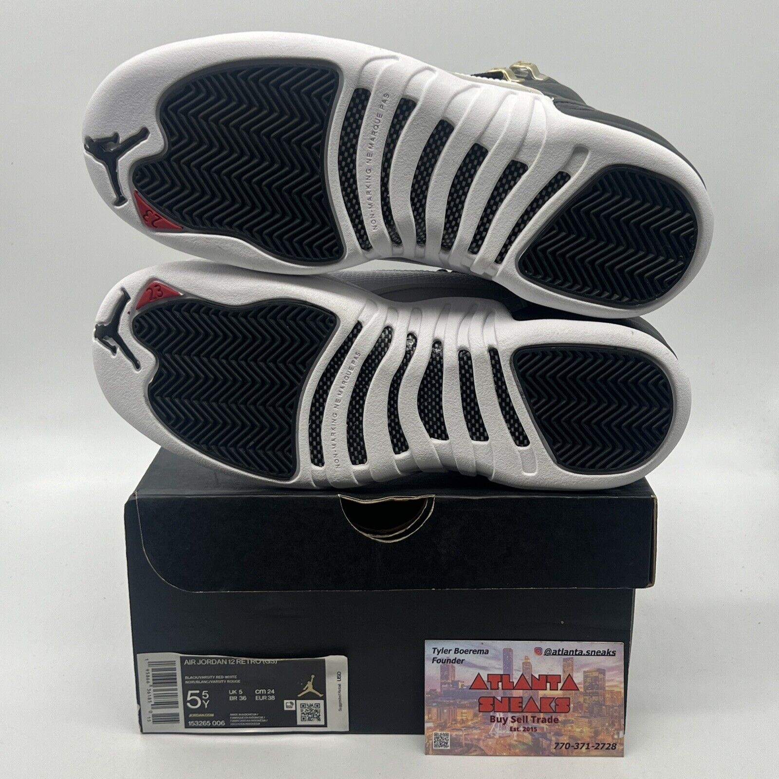 Size 4.5 - Jordan 12 Retro Mid Playoff Black White Red Leather (153265-006)