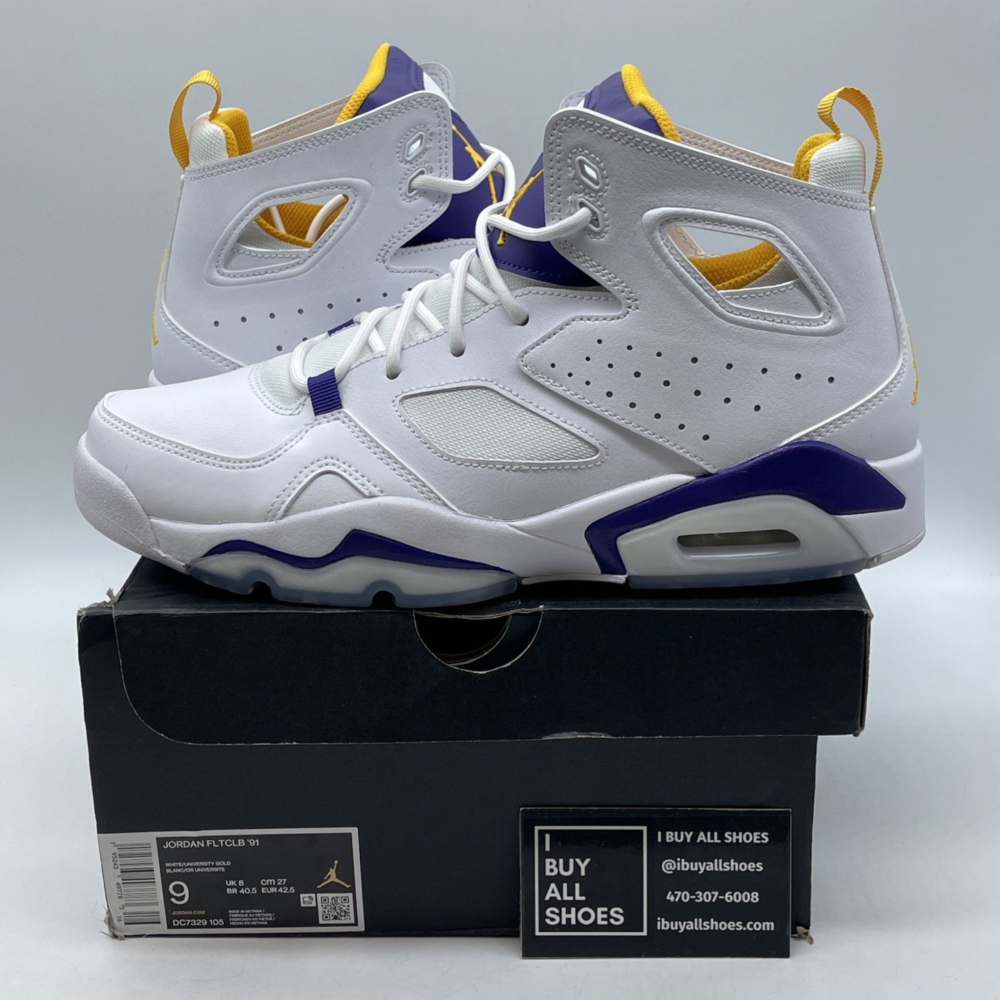 Size - 9 Air Jordan Flight Club '91 'Lakers' Shoes Sneakers (DC7329-105)