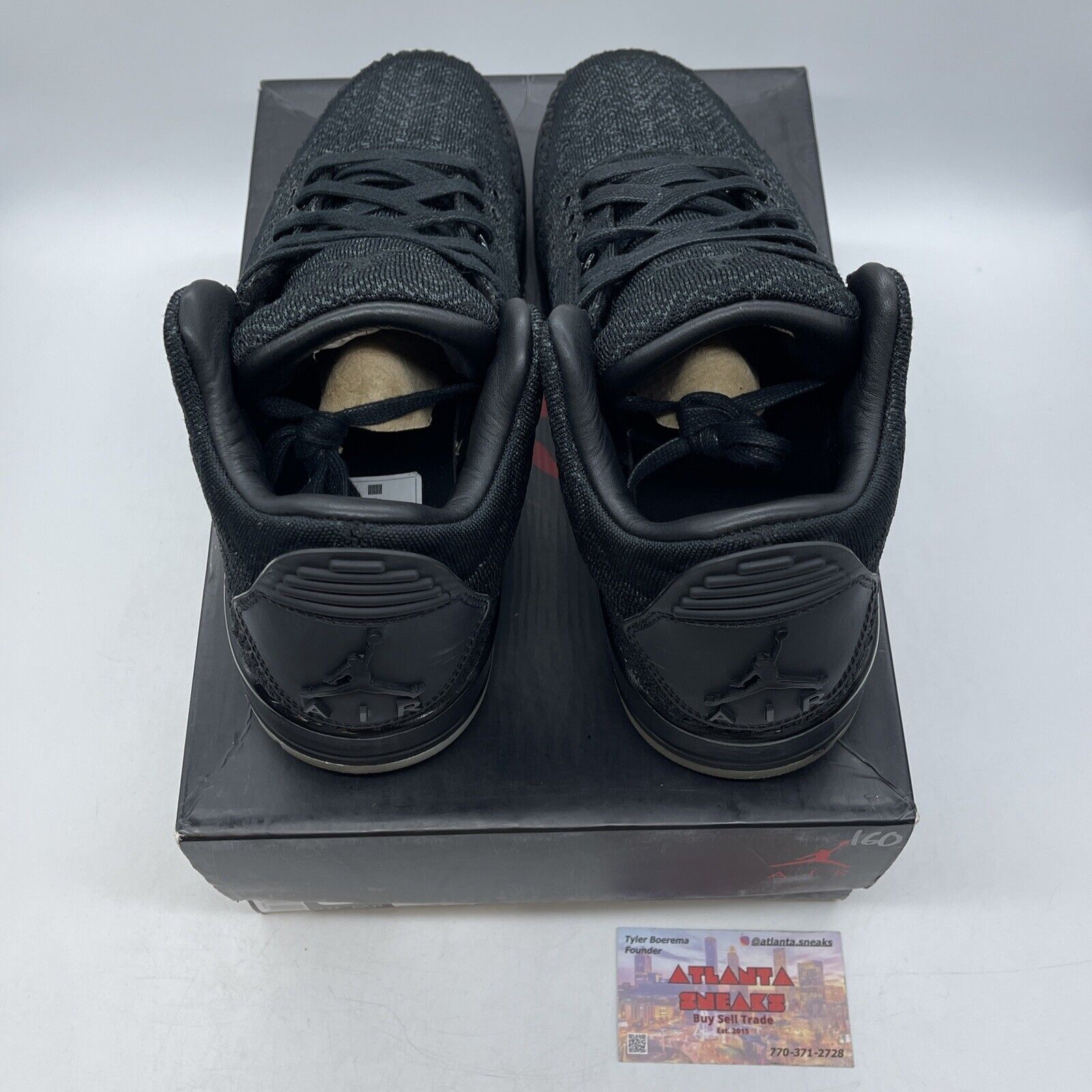 Size 9.5 - Air Jordan 3 Retro Flyknit Black (AQ1005-001)