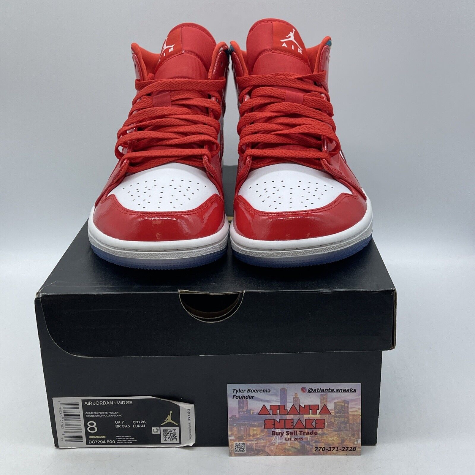 Size 8 - Air Jordan 1 Mid Barcelona Sweater Red Leather White (DC7294-600)