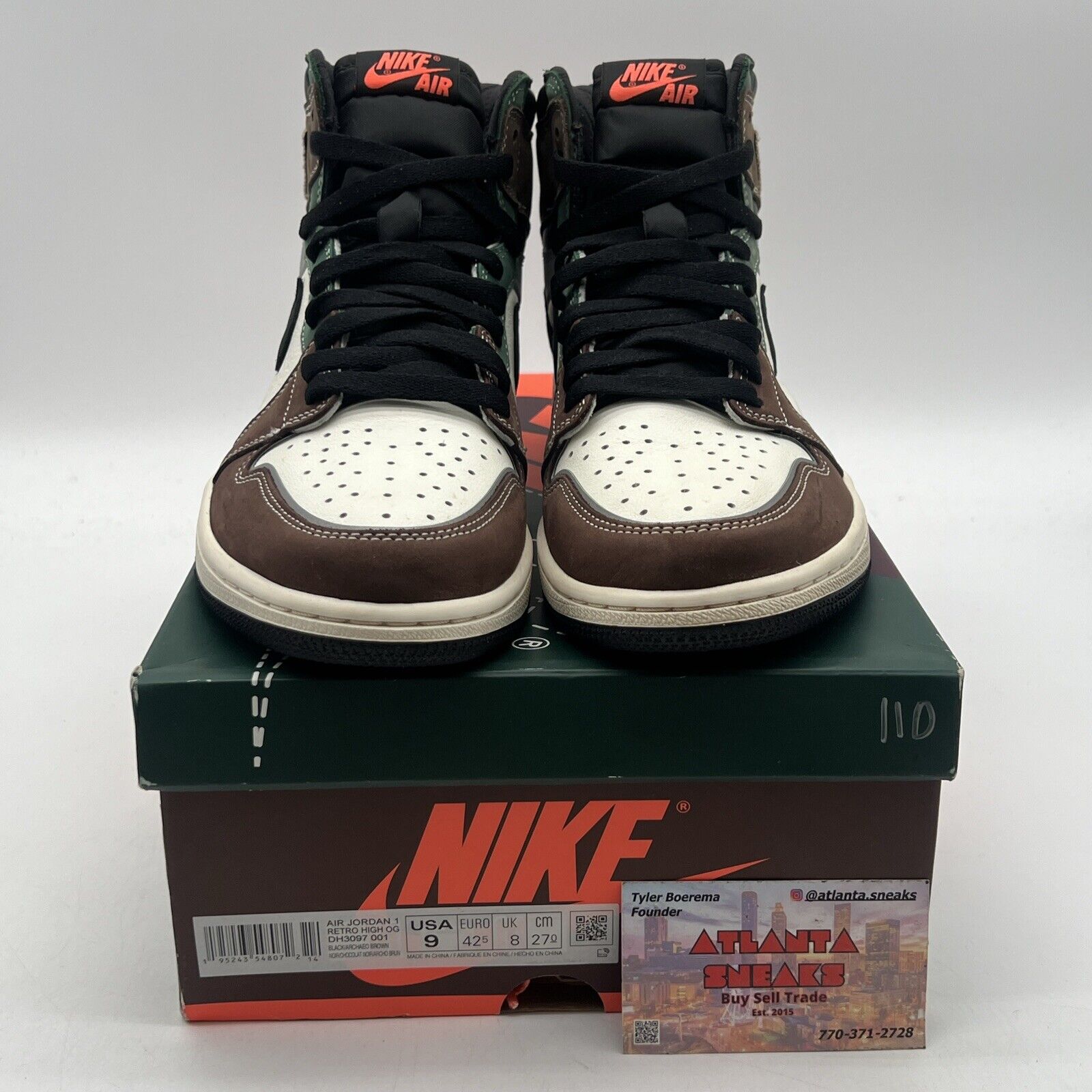 Size 9 - Jordan 1 High OG Crafted 2021 Brown Green Maroon Suede (DH3097-001)