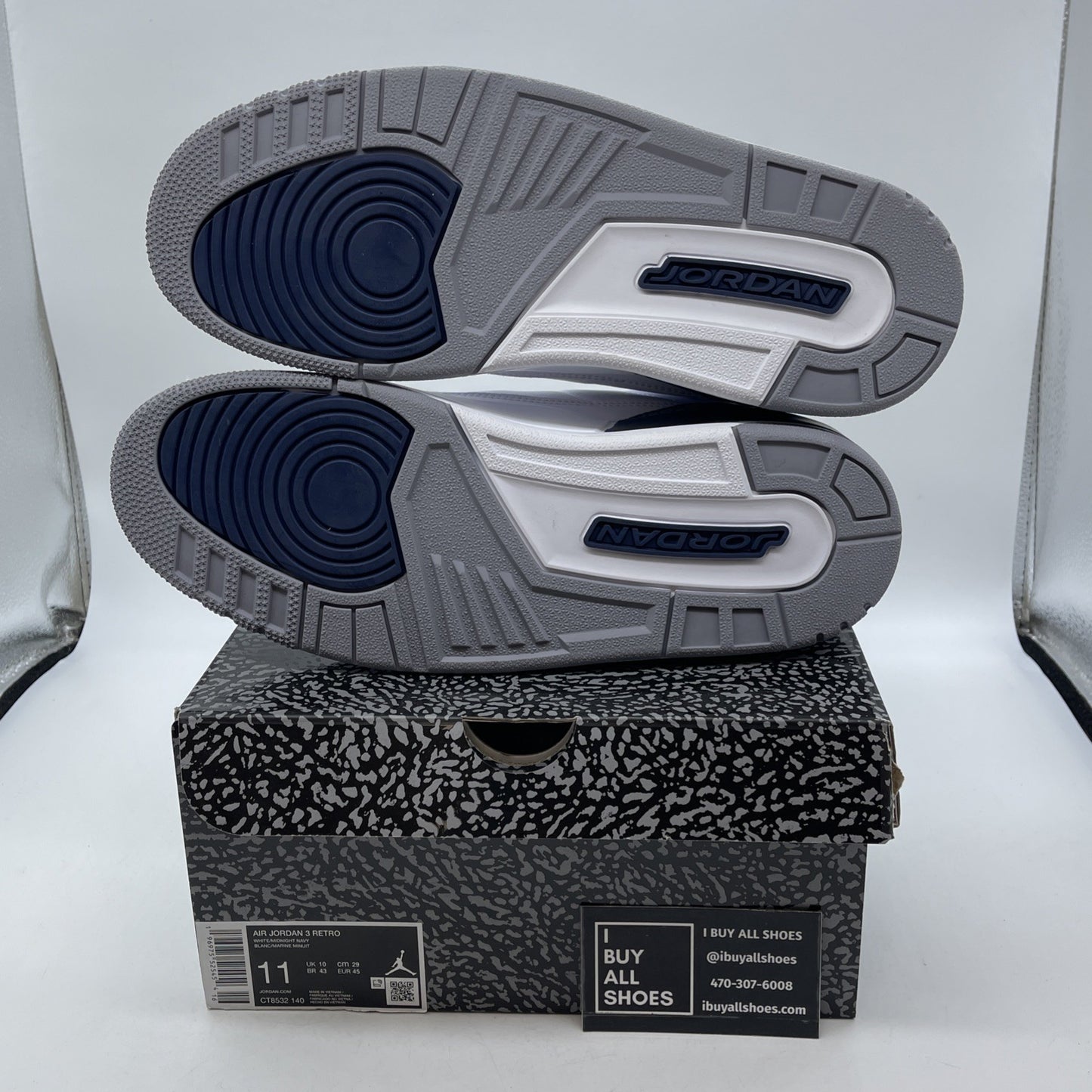 Size 11 - Air Jordan 3 Retro Midnight Navy Leather Suede (CT8532-140)