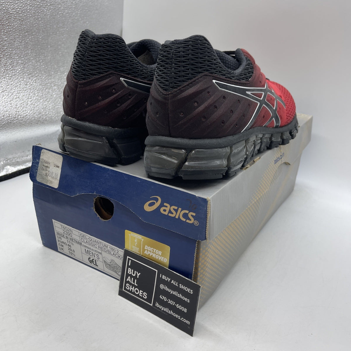 Size 11.5 - ASICS Gel Quantum 180 Classic Red Black (T6G2N-2390)