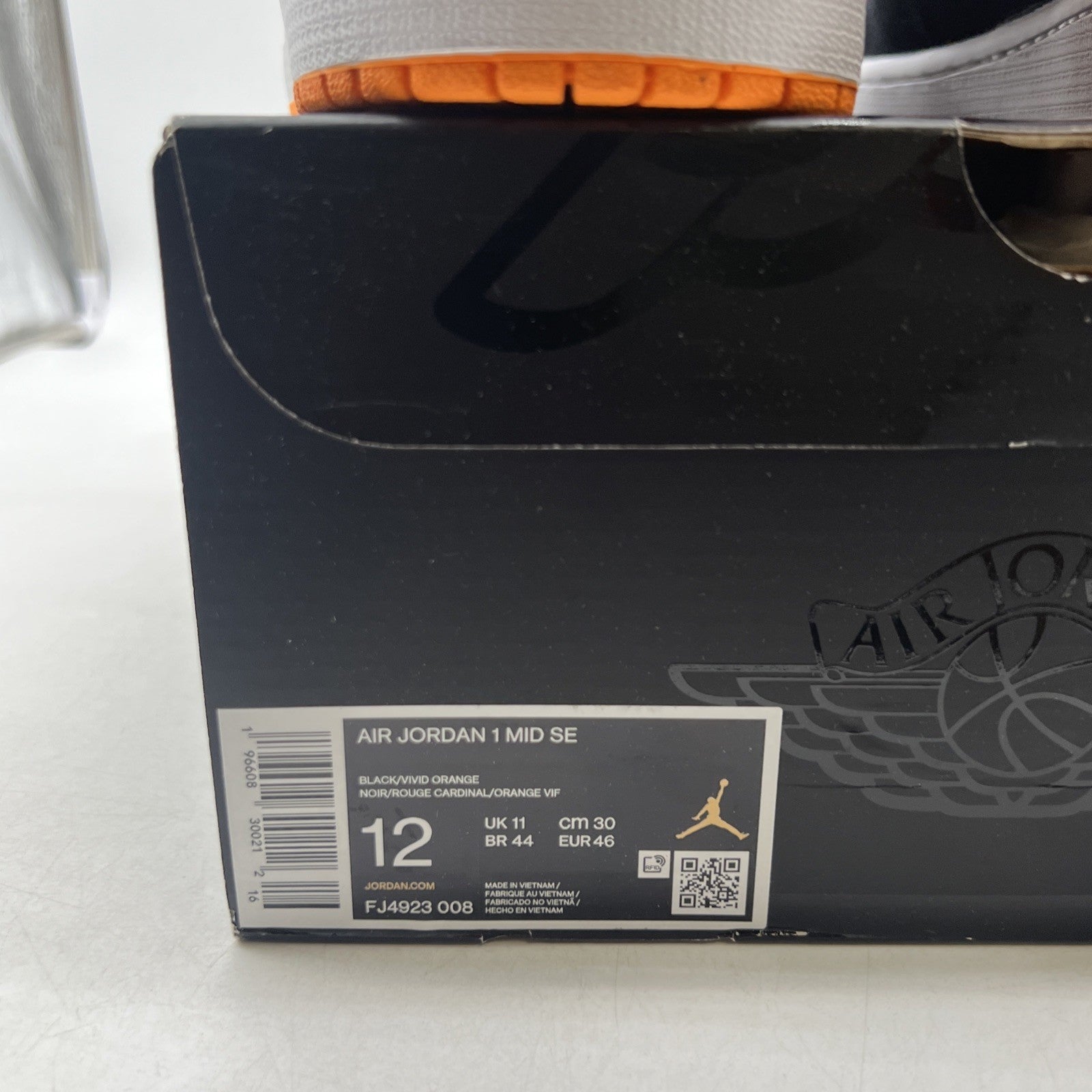 Size 12 - Air Jordan 1 Mid SE Fat Tongue Vivid Orange Black (FJ4923-008)