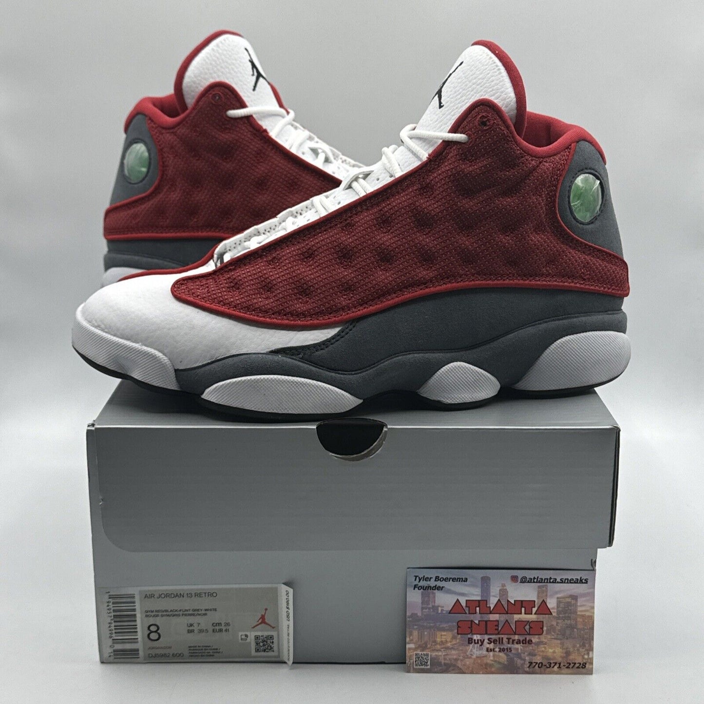 Size 8 - Jordan 13 Red/White - DJ5982600 Red Flint Grey Suede White Leather Gym