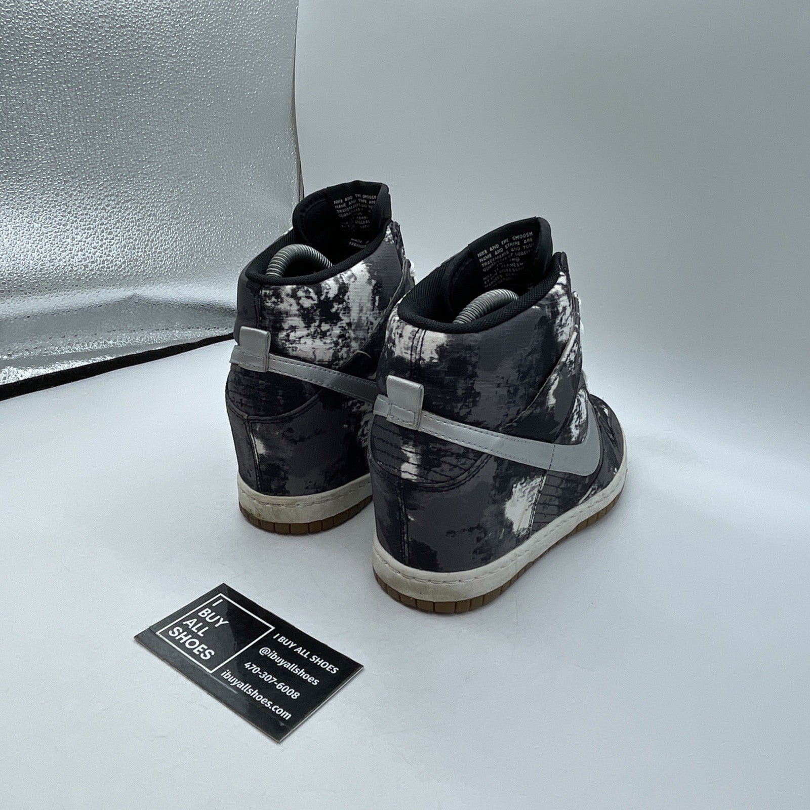 Size 9W - Nike Dunk Sky Print High Black White Silver Leather (543258-004)