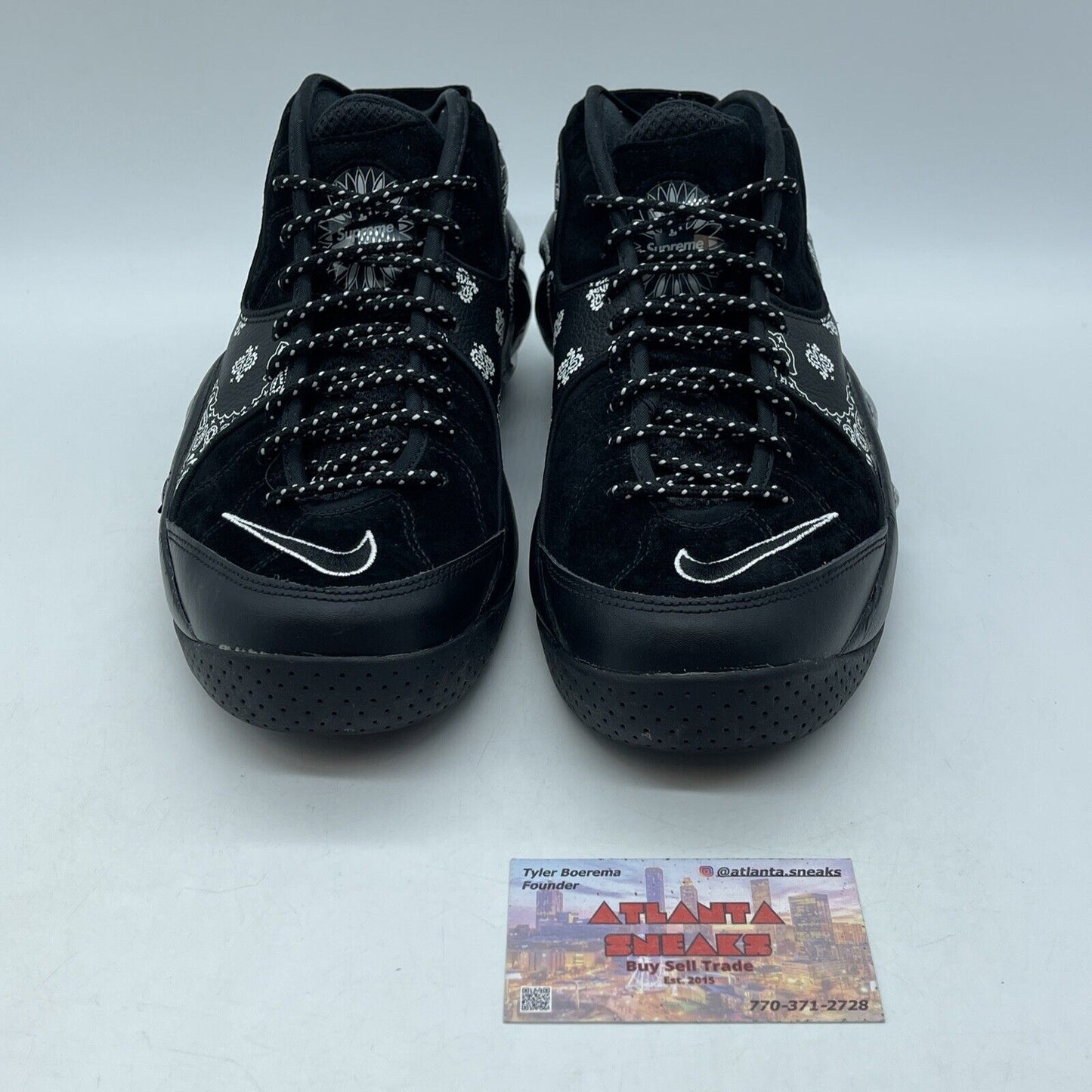 Size 8.5 - Nike Supreme x Air Zoom Flight 95 SP Black White Suede (DJ8604-001)