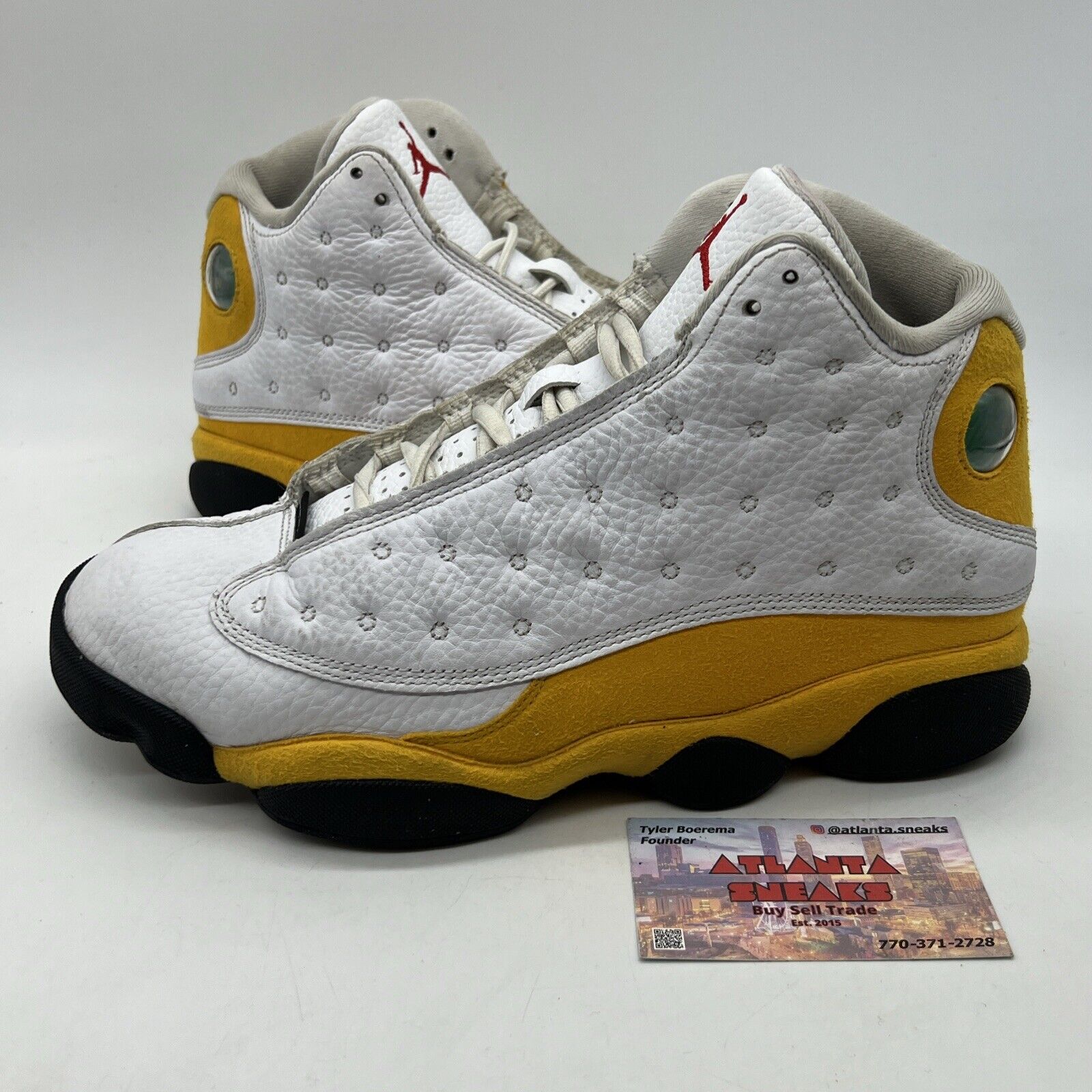 Size 8.5 - Jordan 13 Del Sol 2022 White Black Red Leather Suede (414471-167)