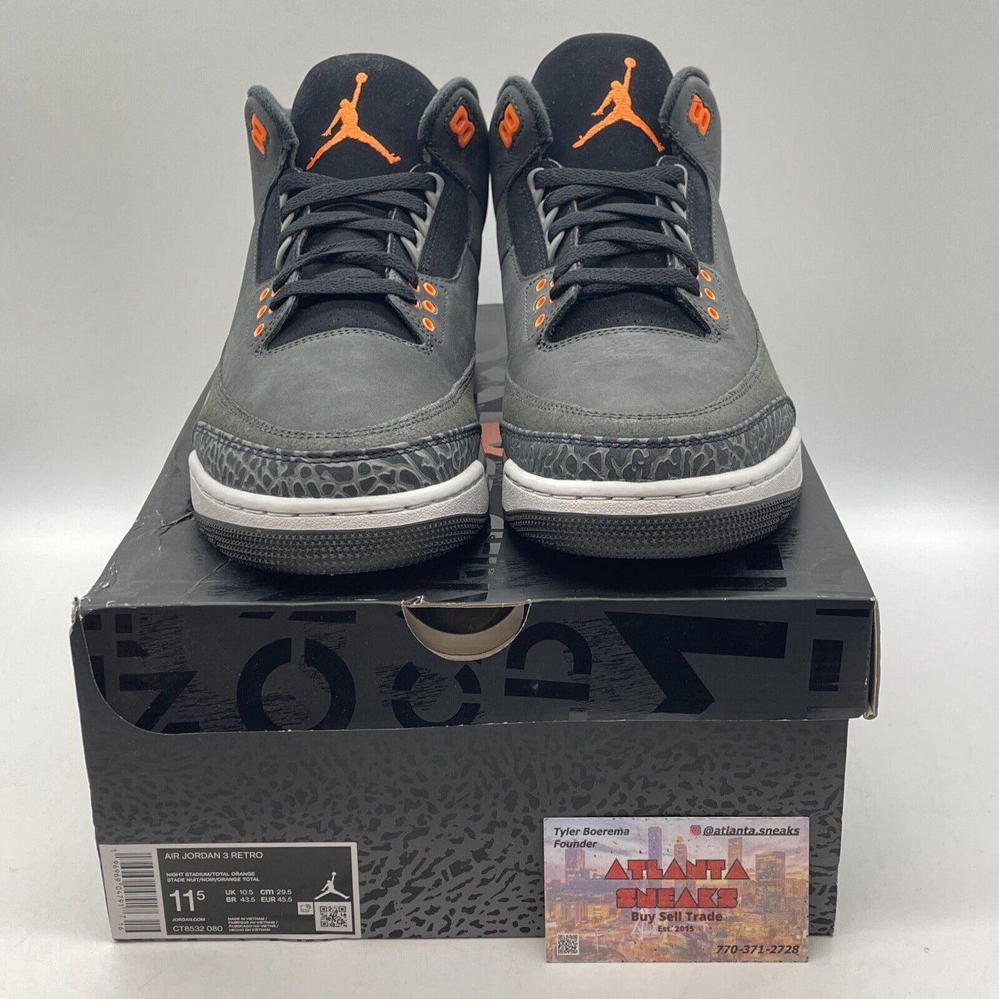 Size 11.5 - Jordan 3 Retro 2023 Mid Fear Black Suede Leather (CT8532-080)