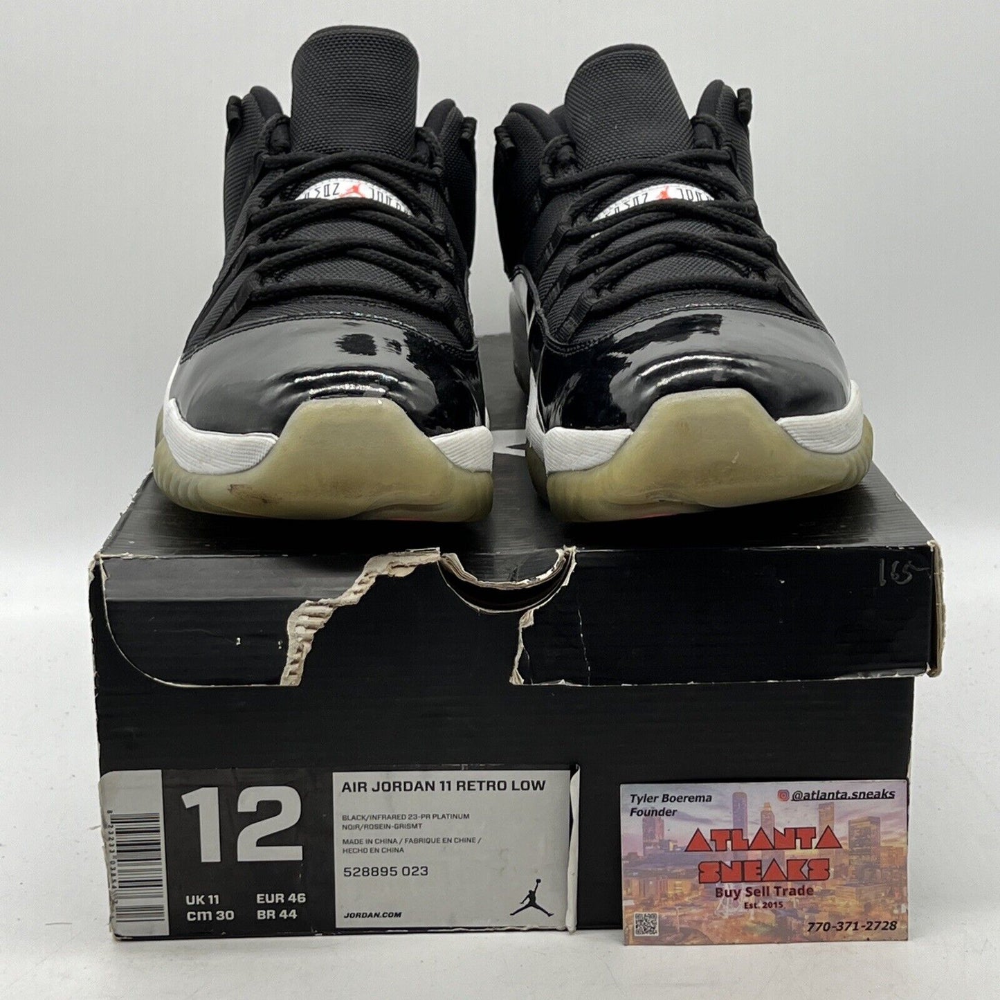 Size 12 - Air Jordan 11 Retro Low Infrared 23 Black Grey Leather (528895-023)