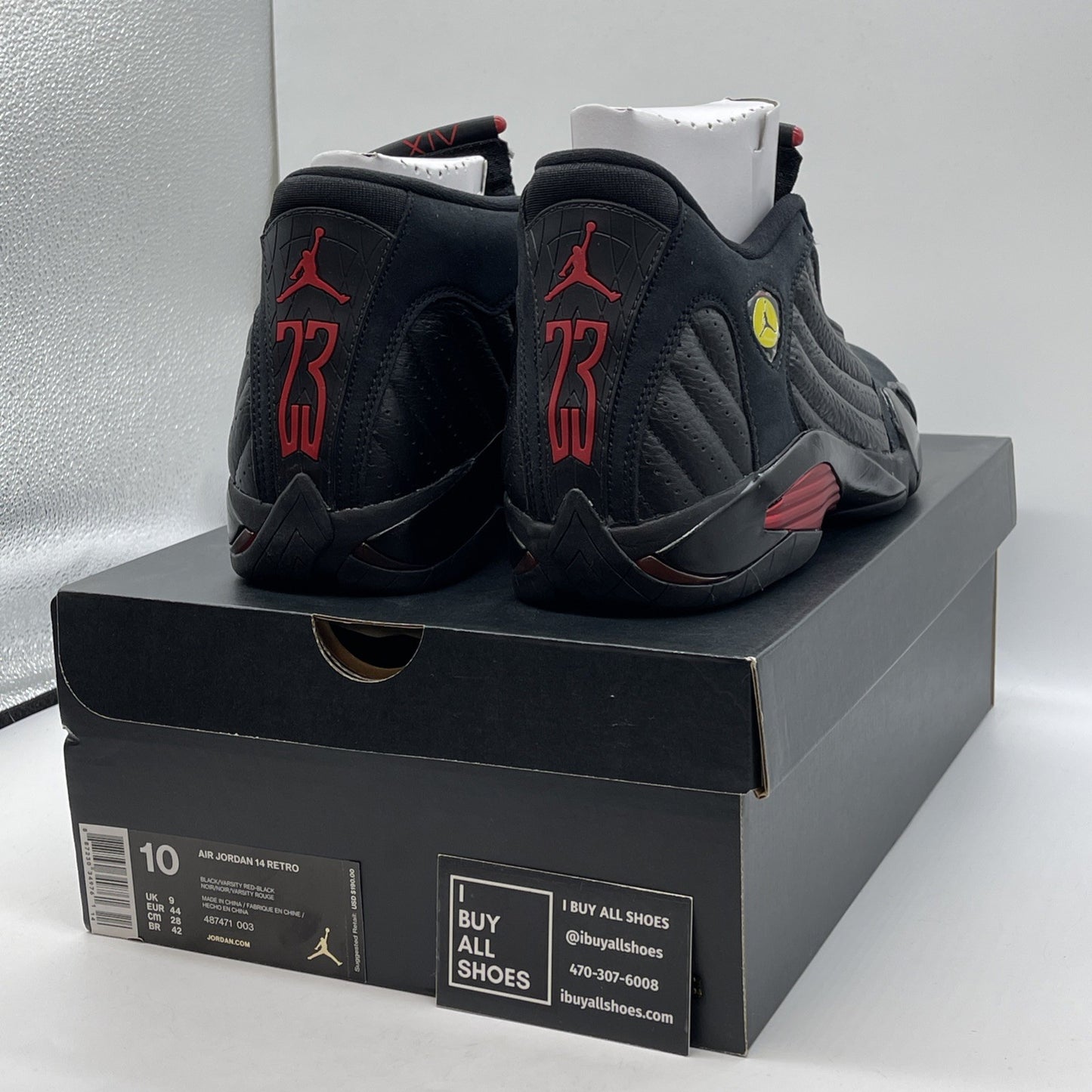 Size 10 - Air Jordan 14 Retro 2018 Last Shot Black Suede Leather  (487471-003)
