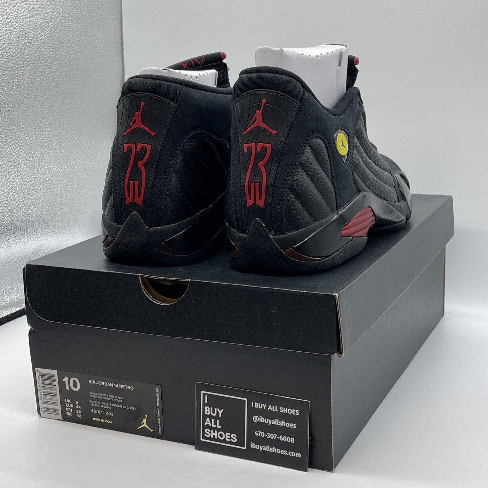 Size 10 - Air Jordan 14 Retro 2018 Last Shot Black Suede Leather  (487471-003)