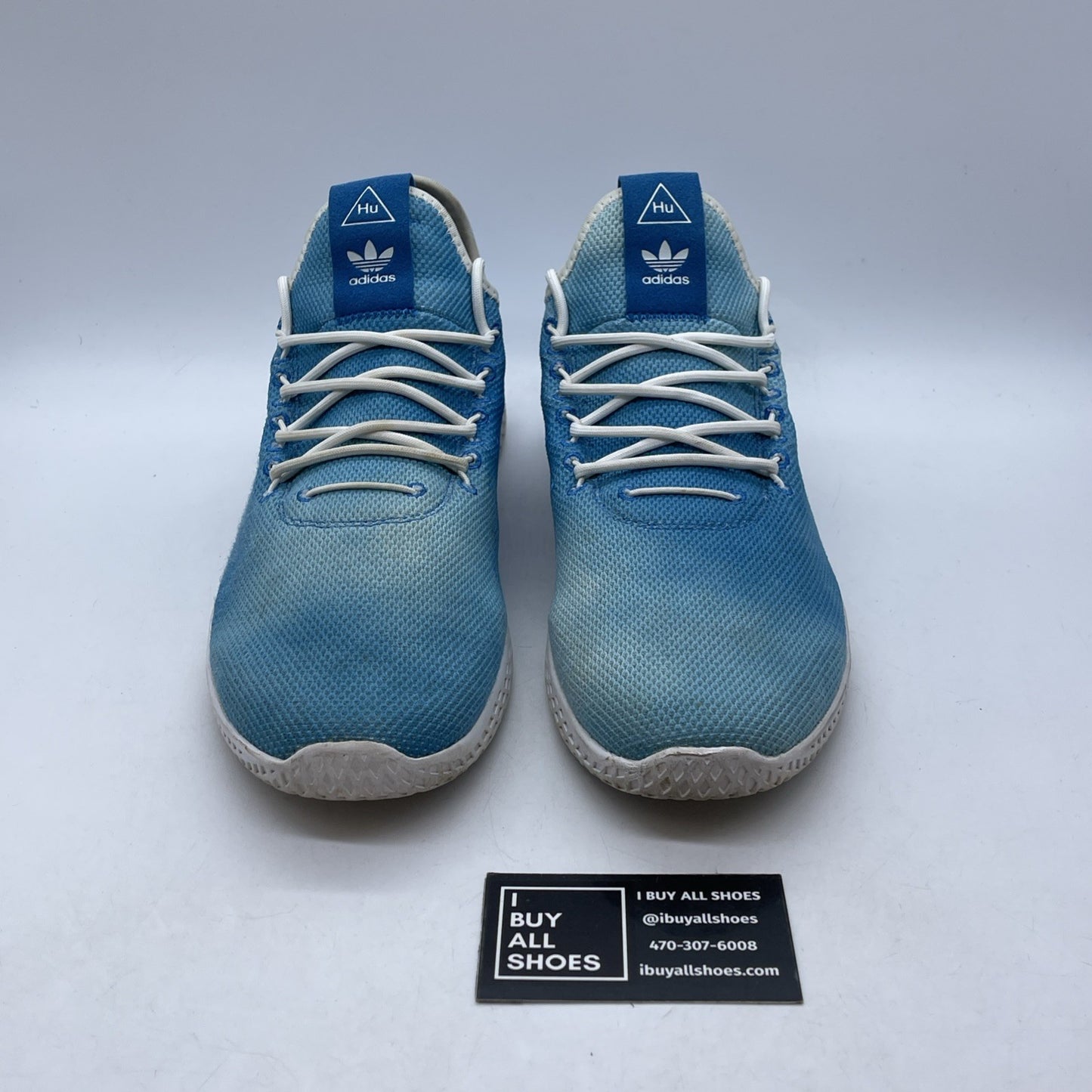 Size 11.5 - adidas Pharrell x Tennis Hu Holi Bright Blue Suede (DA9618)