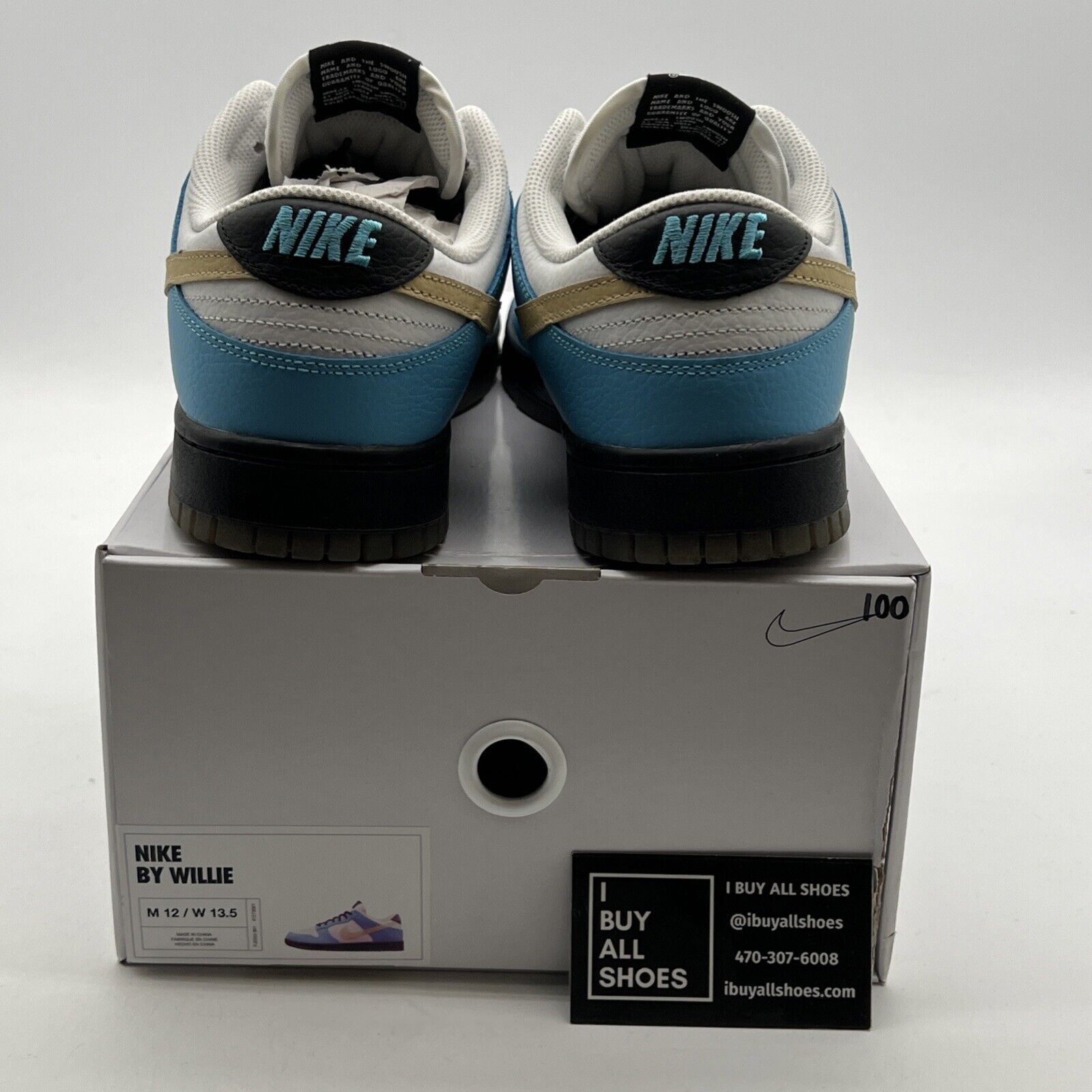 Size 12 - Nike Dunk Low By You Turquoise/Black/Cream Swoosh