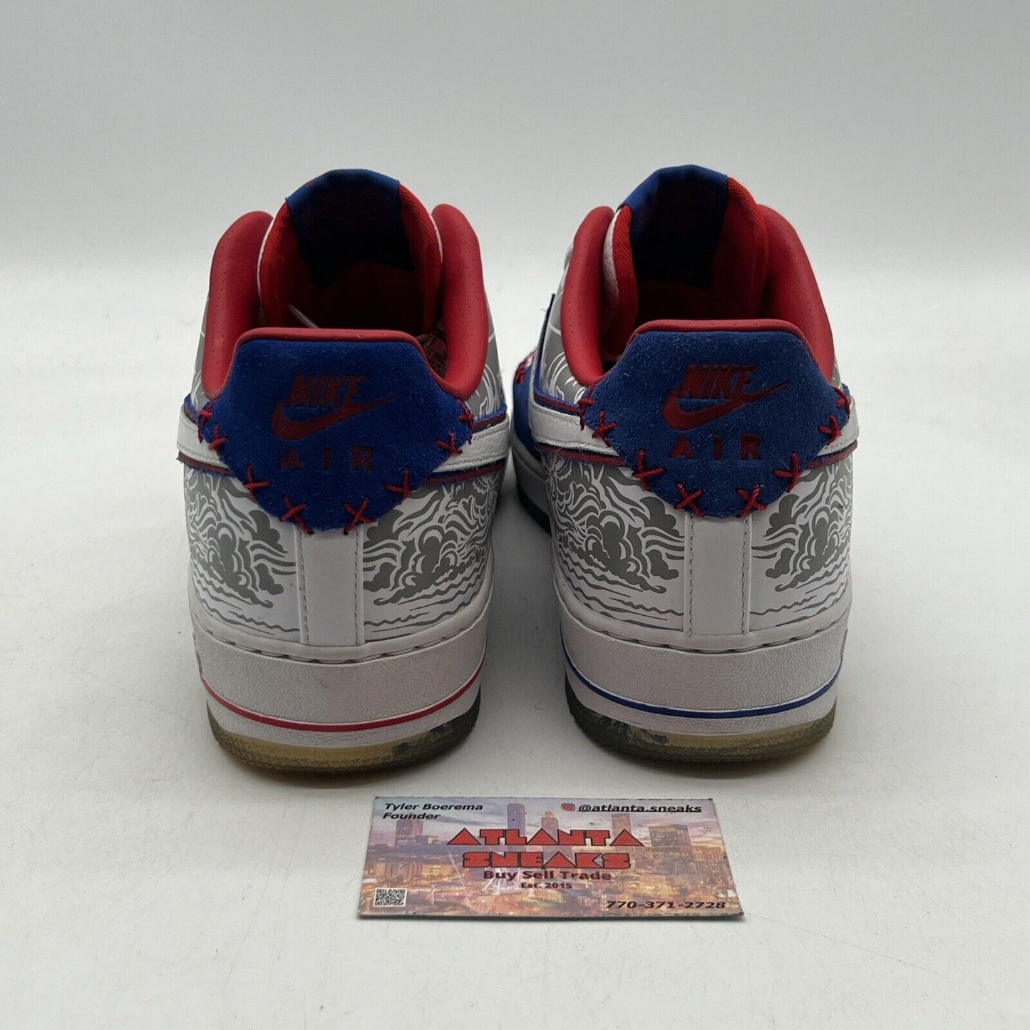 Size 11 - Nike Air Force 1 Puerto Rico Blue White Red Leather (579941-100)