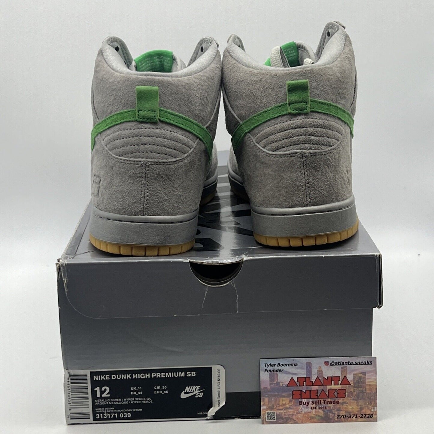 Size 12 - Nike SB Dunk High Silver Box Suede (313171-039)