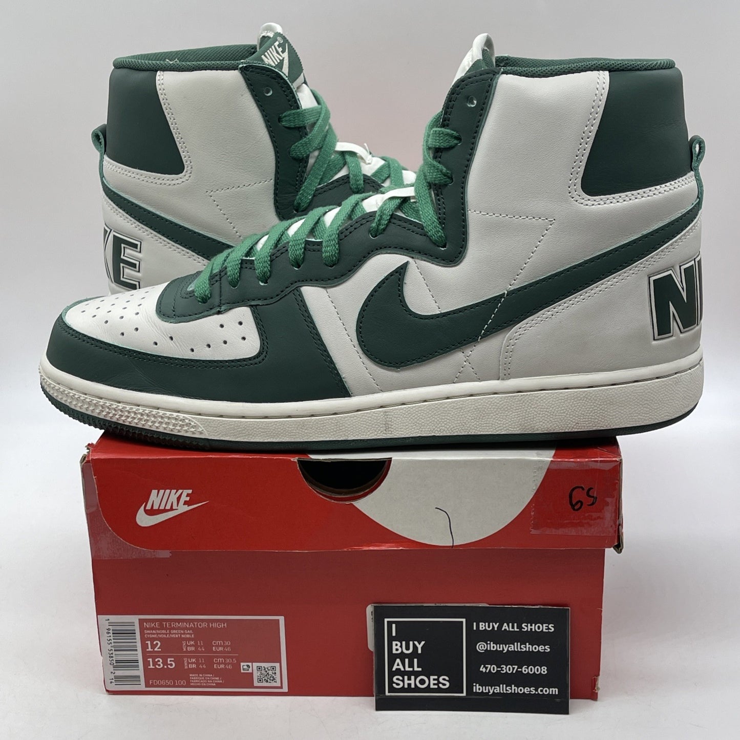 Size 12 - Nike Terminator High Noble Green White Leather (FD0650-100)