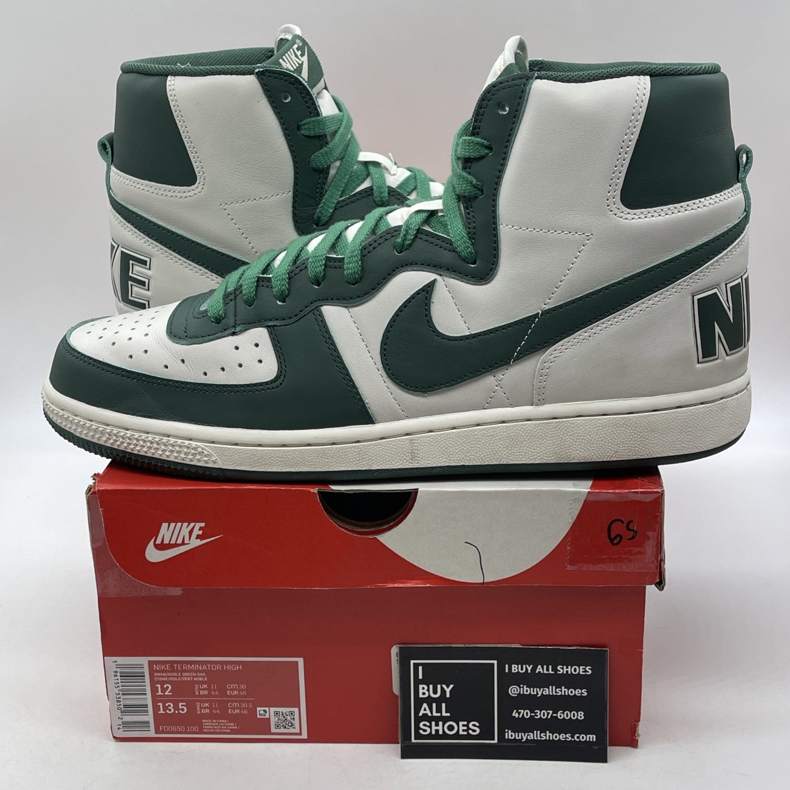 Size 12 - Nike Terminator High Noble Green White Leather (FD0650-100)