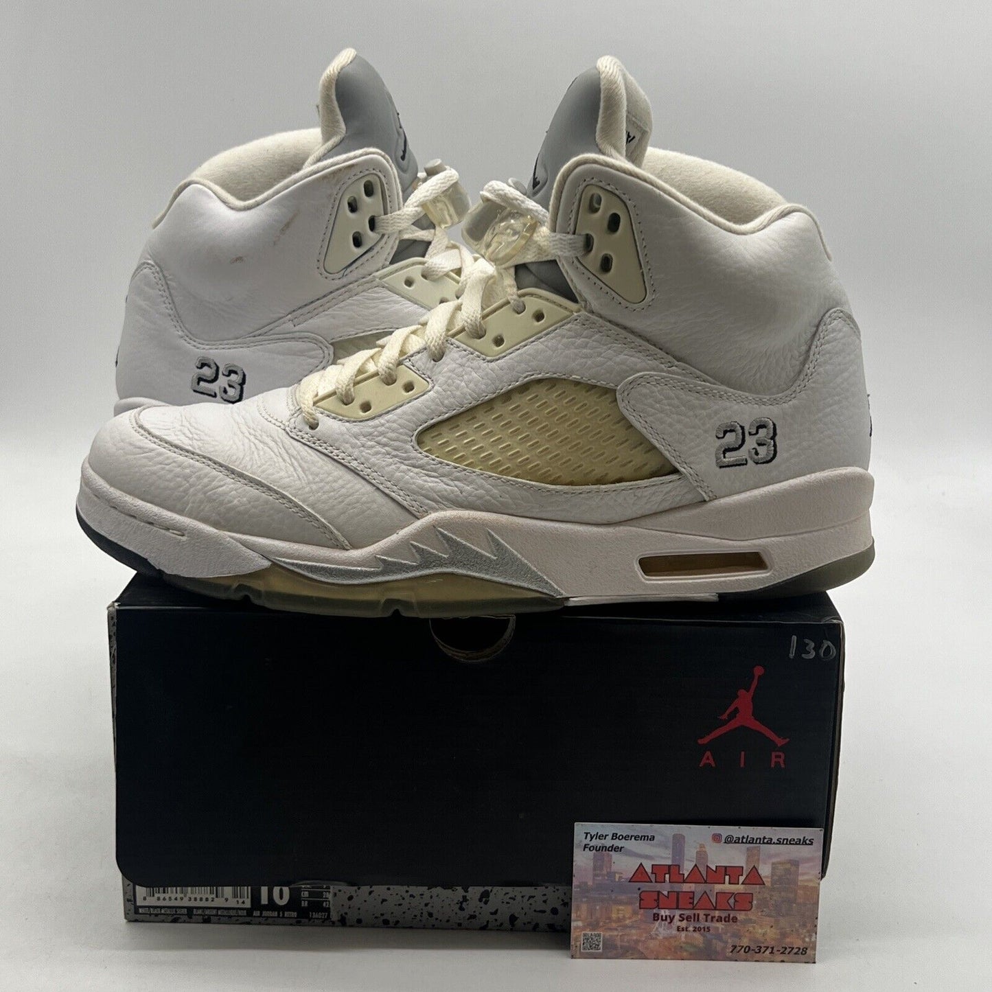 Size 10 - Air Jordan 5 Retro 2015 Metallic White (136027-130)