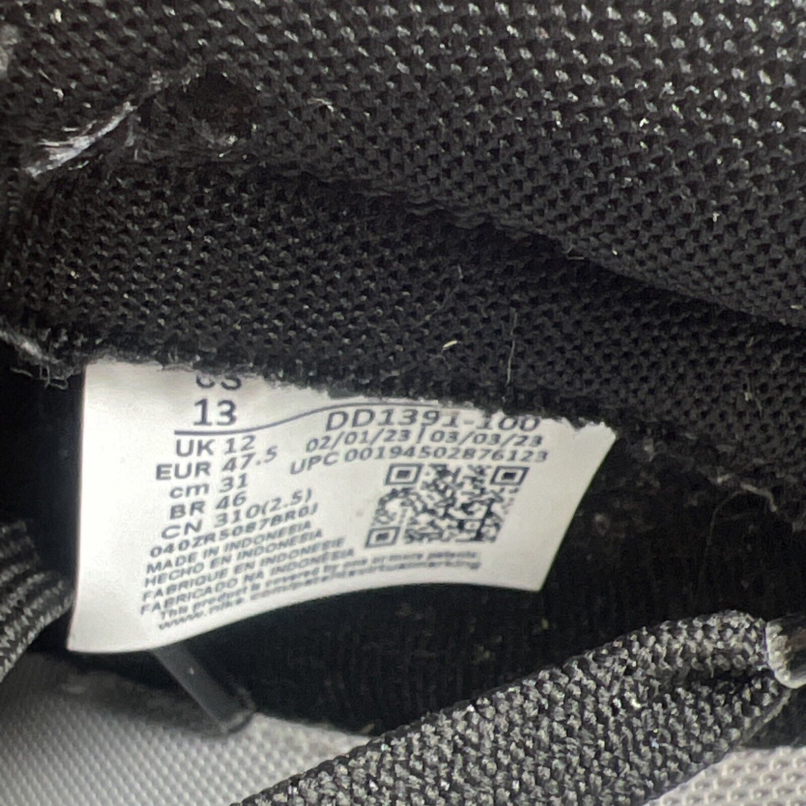 Size 13 - Nike Dunk Low Black White (DD1391-100)