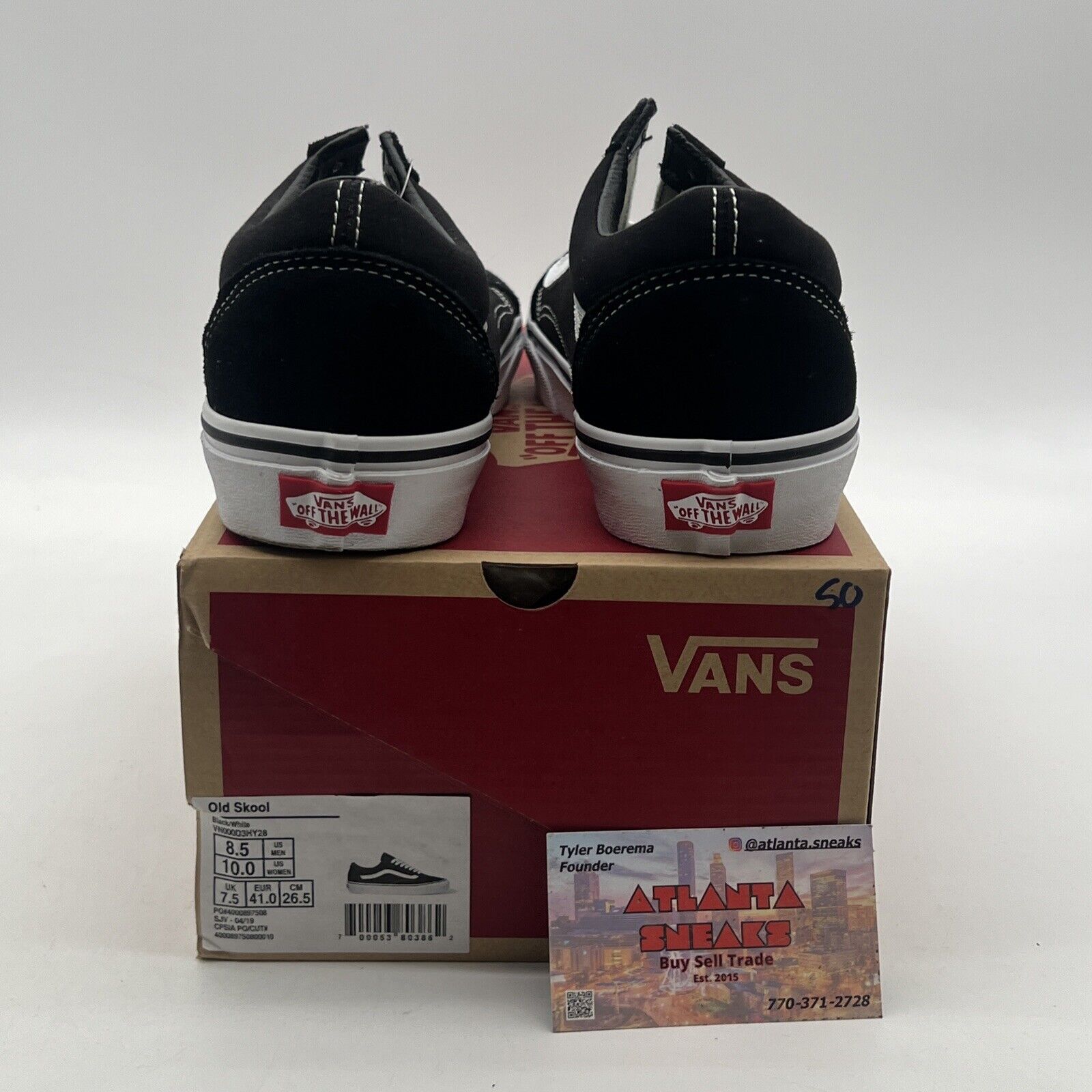 Size 8.5 - VANS Old Skool Black White (VN000D3HY28)