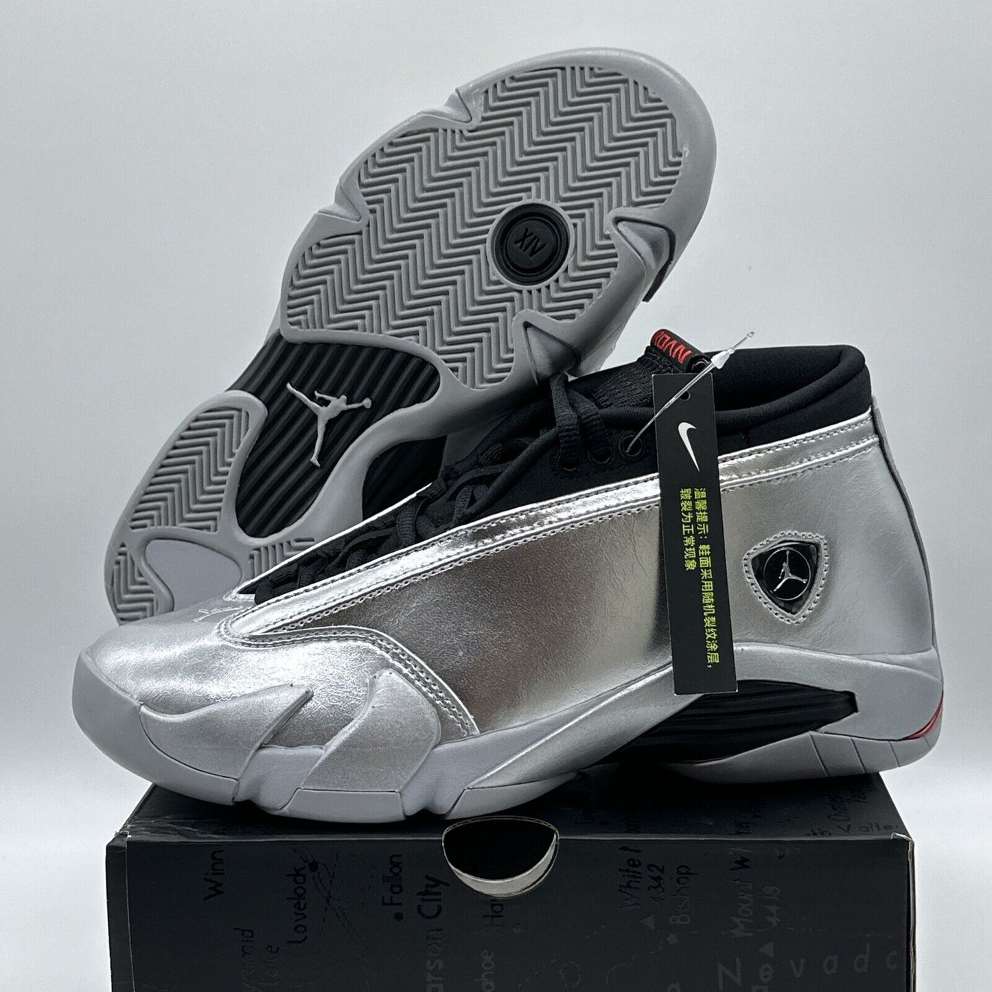 Size 8.5 - Jordan 14 Retro Low Metallic Silver 2023