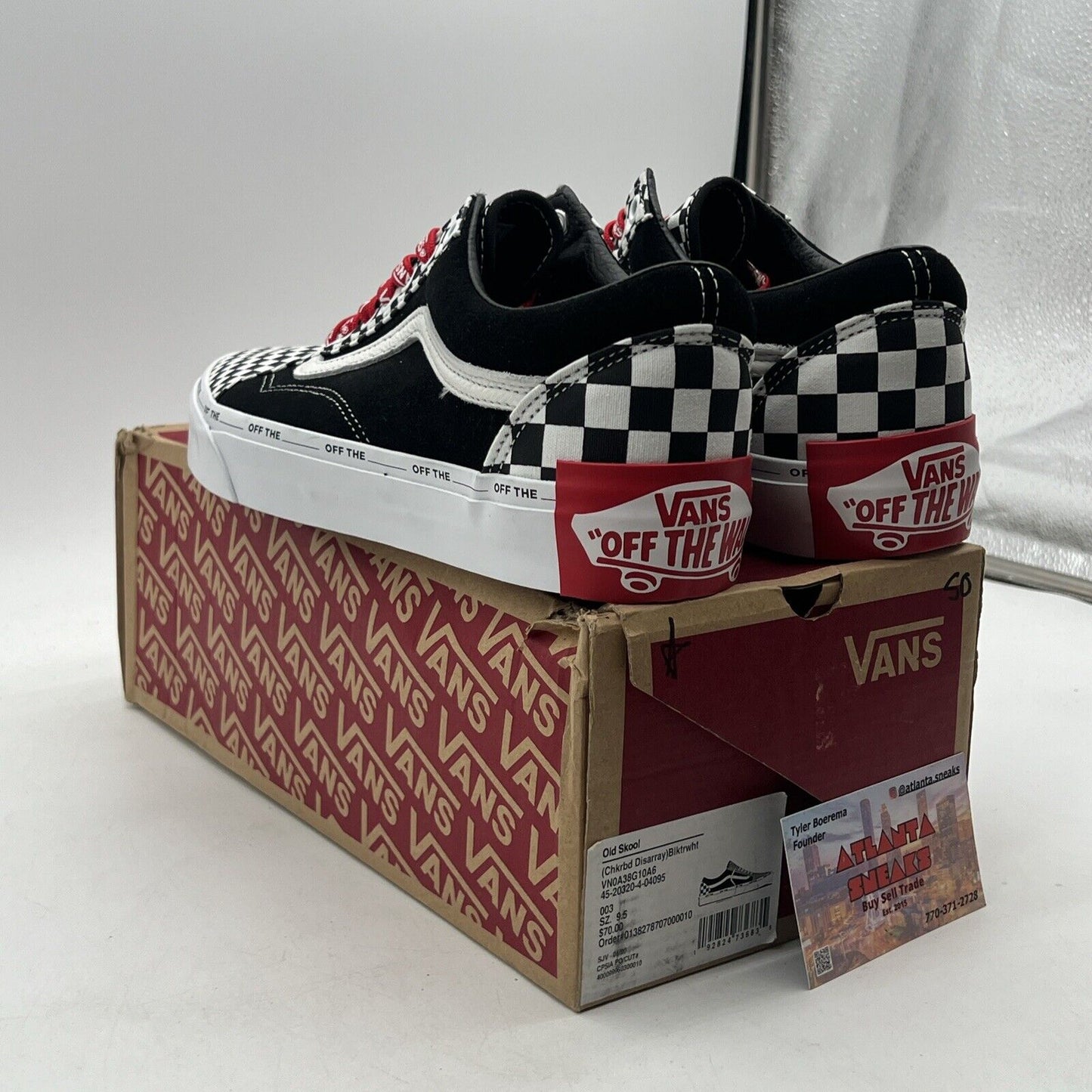 Size 9.5 - VANS Old Skool Checkerboard Disarray with Vans Chili Pepper/Red Laces