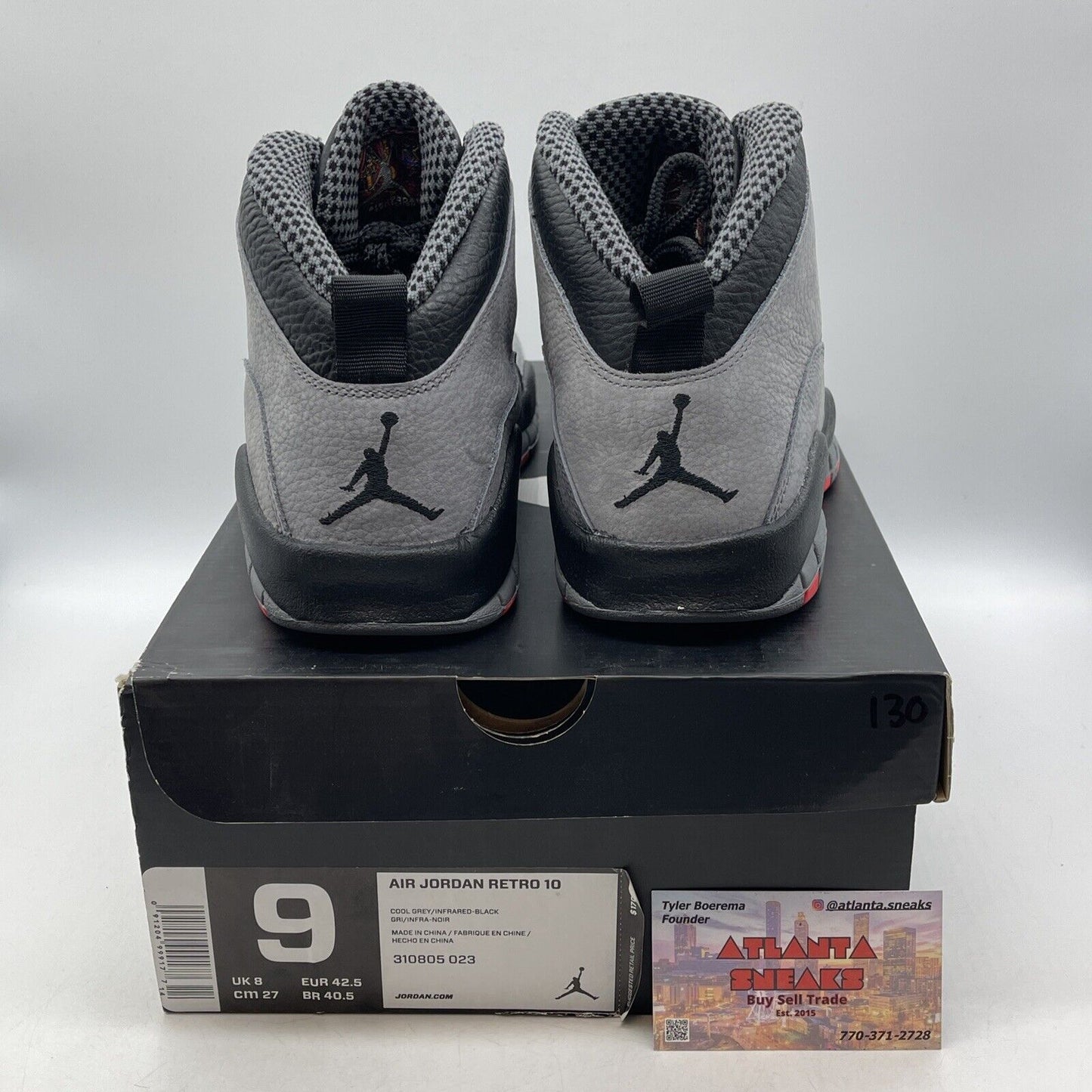 Size 9 - Air Jordan 10 Retro Cool Grey Suede Black Orange Leather (310805-023)