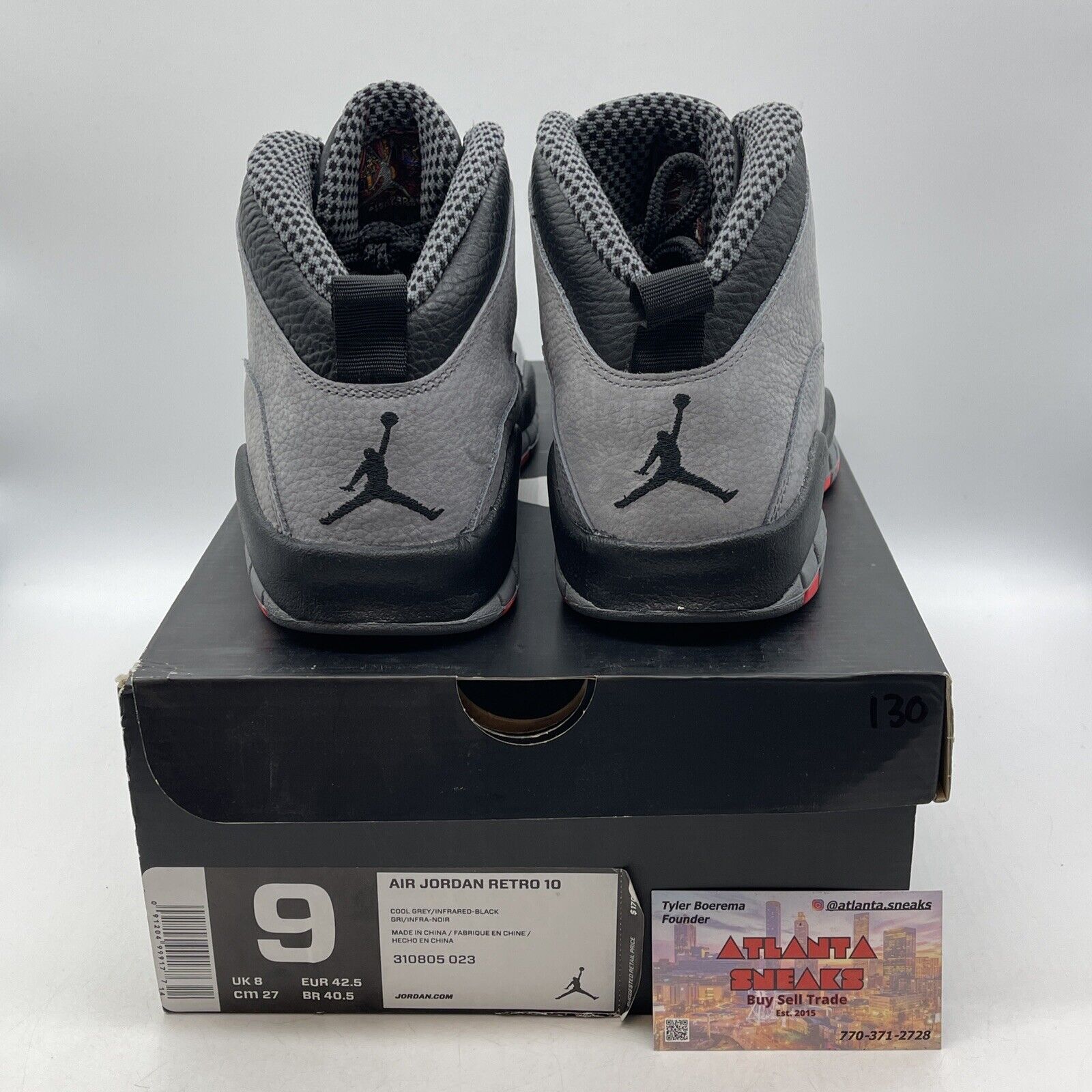 Size 9 - Air Jordan 10 Retro Cool Grey Suede Black Orange Leather (310805-023)