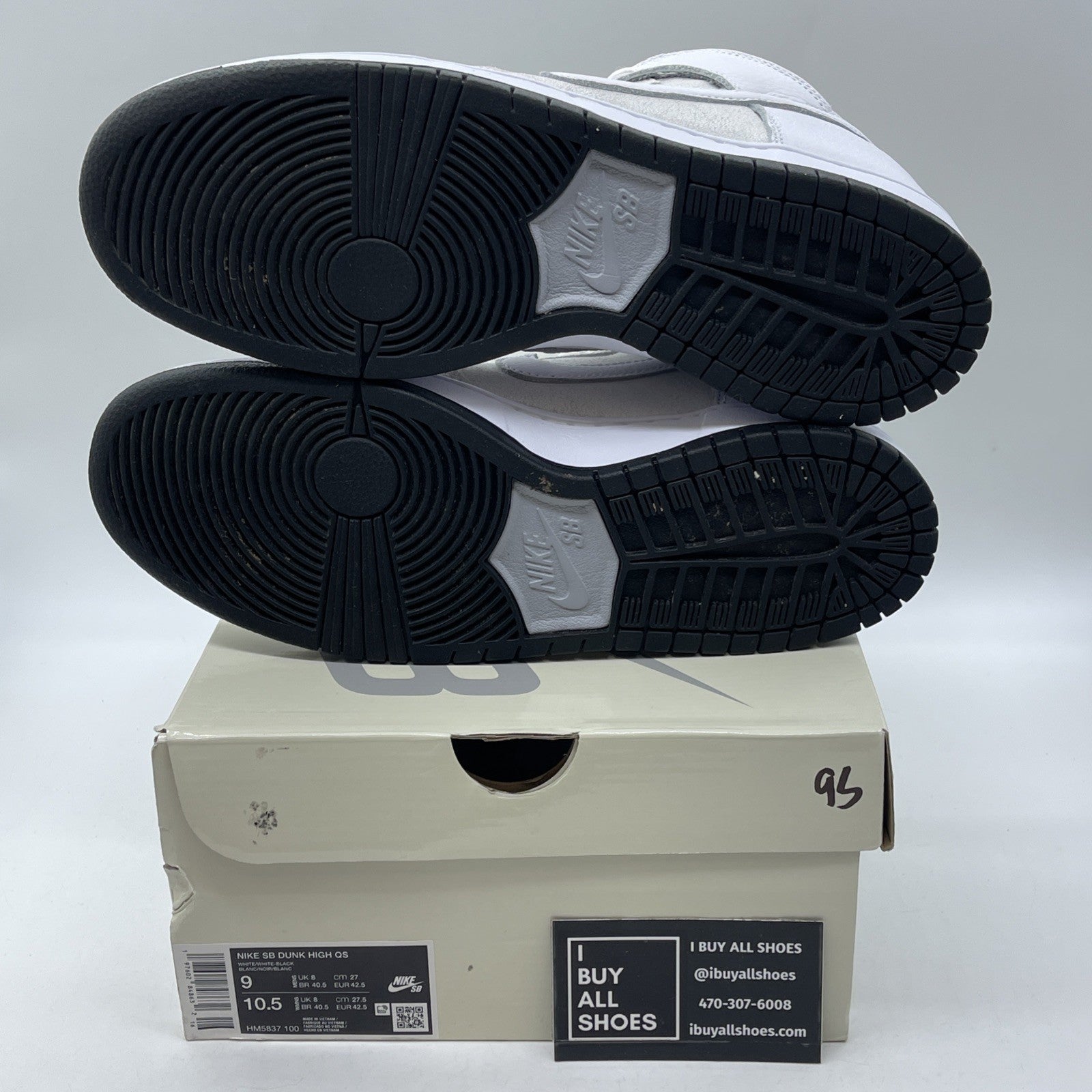 Size 9 - Nike AntiHero x Dunk SB High White Black Suede Leather (HM5837-100)
