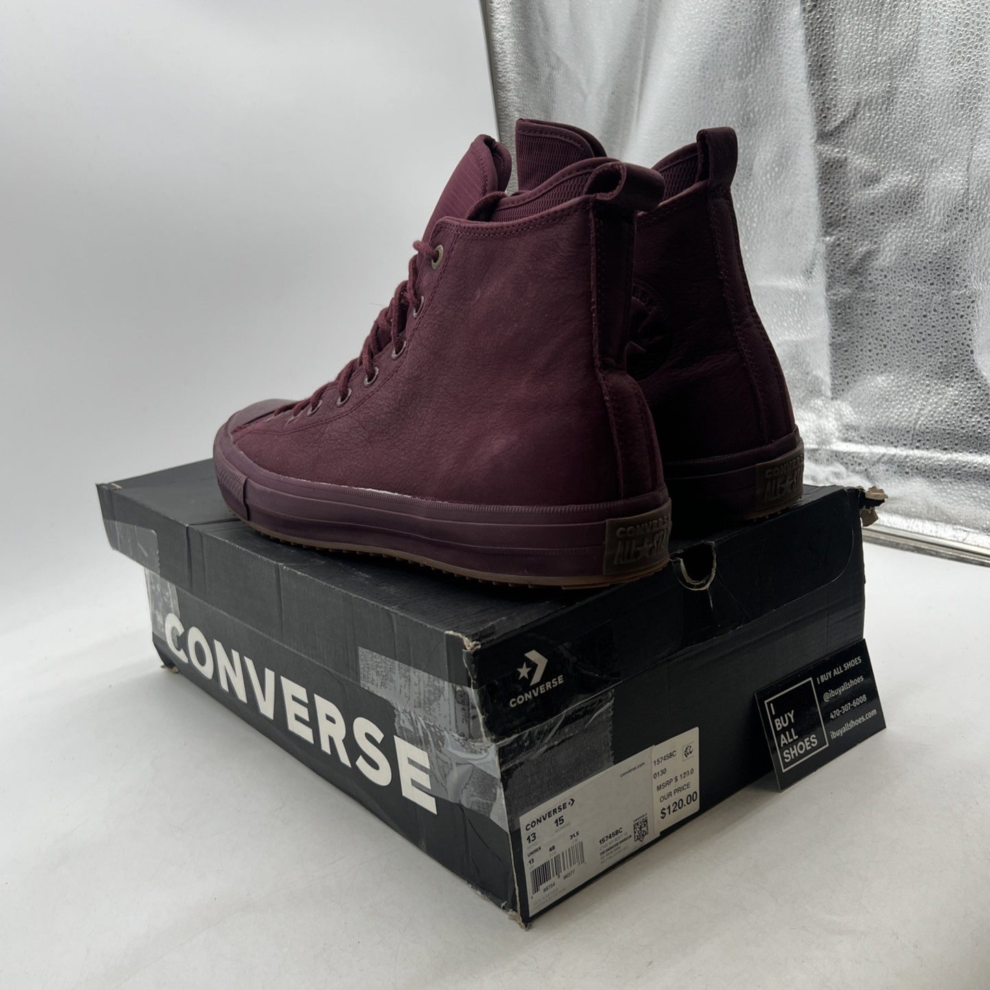 Size 13 - Converse Chuck Taylor All Star Waterproof High Dark Sangria (157458C)