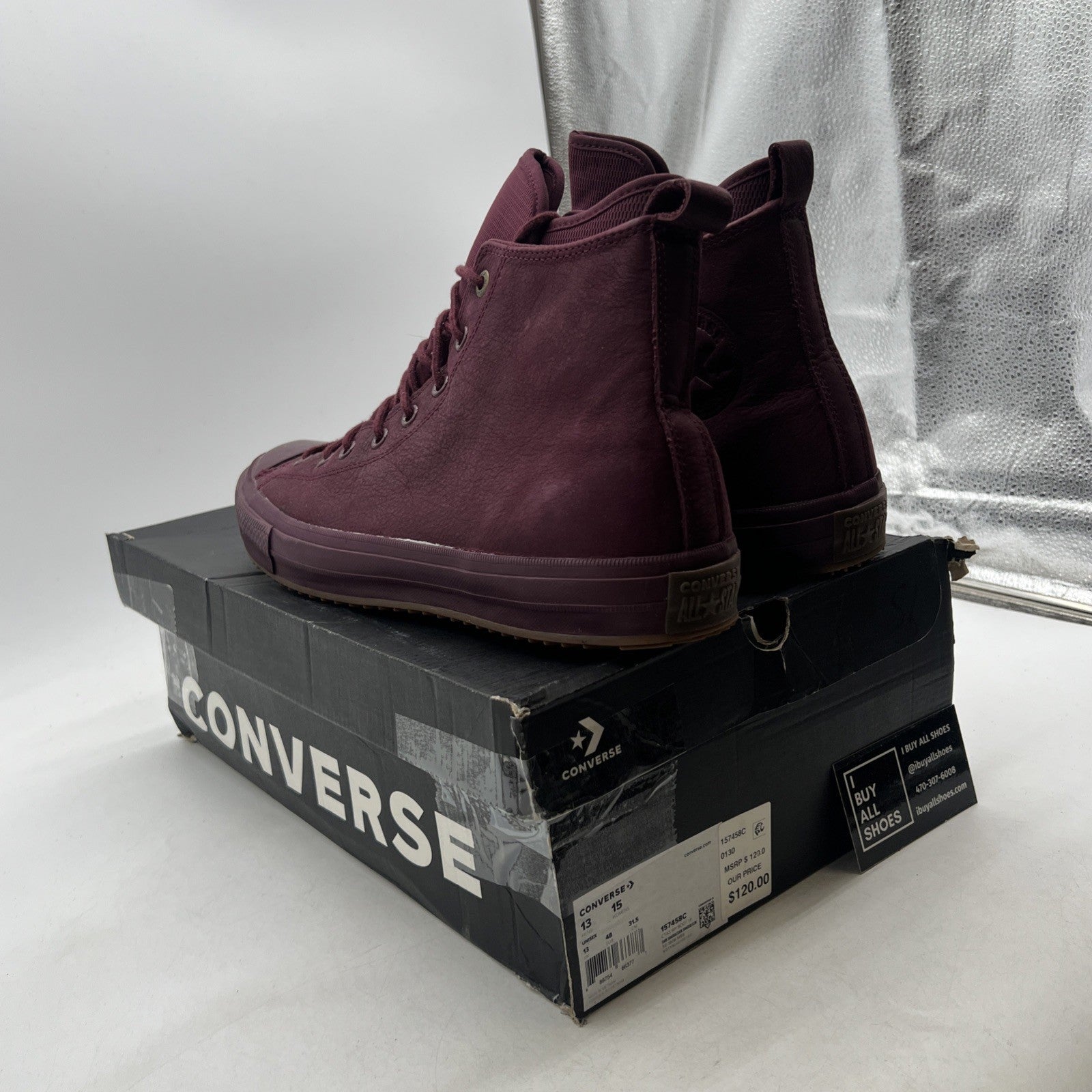 Size 13 - Converse Chuck Taylor All Star Waterproof High Dark Sangria (157458C)