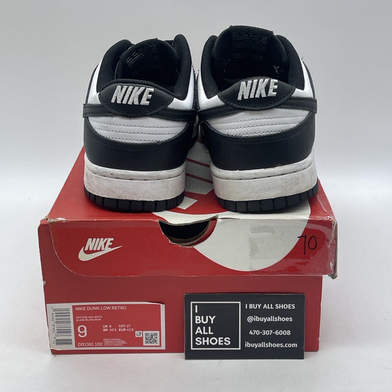 Size 9 - Nike Dunk Low Black White Leather (DD1391-100)