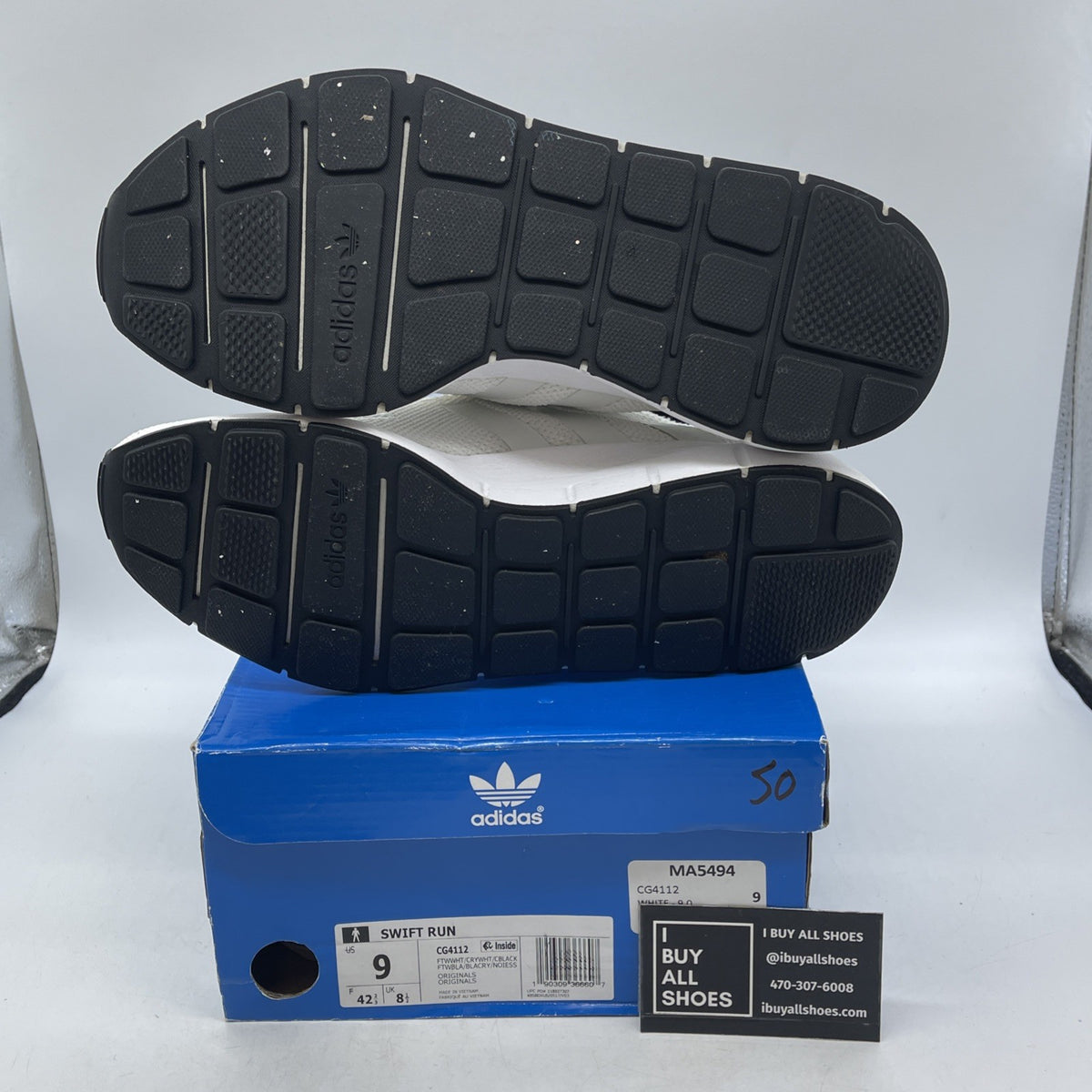 Size 9 - Adidas Swift Run White (CG4112)
